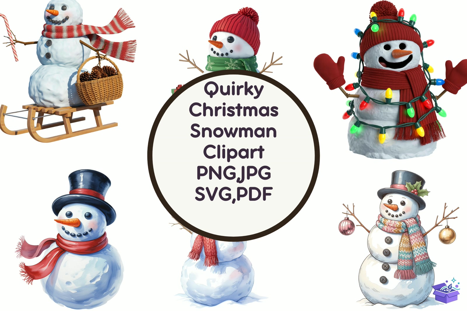 Quirky Yılbaşı Snowman - Lazer Kesim ve Çizim Dosyası (SVG, DXF, EPS, PNG) - Vektörler & SVG İndir (DXF, SVG, EPS)