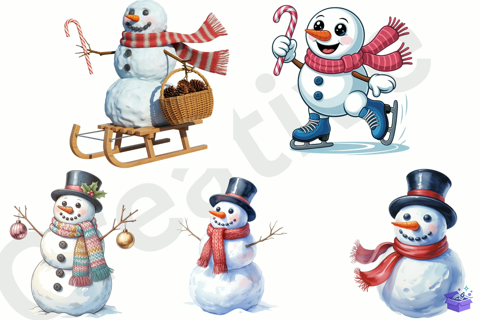 Quirky Yılbaşı Snowman - Lazer Kesim ve Çizim Dosyası (SVG, DXF, EPS, PNG) - detaylı önizleme 2