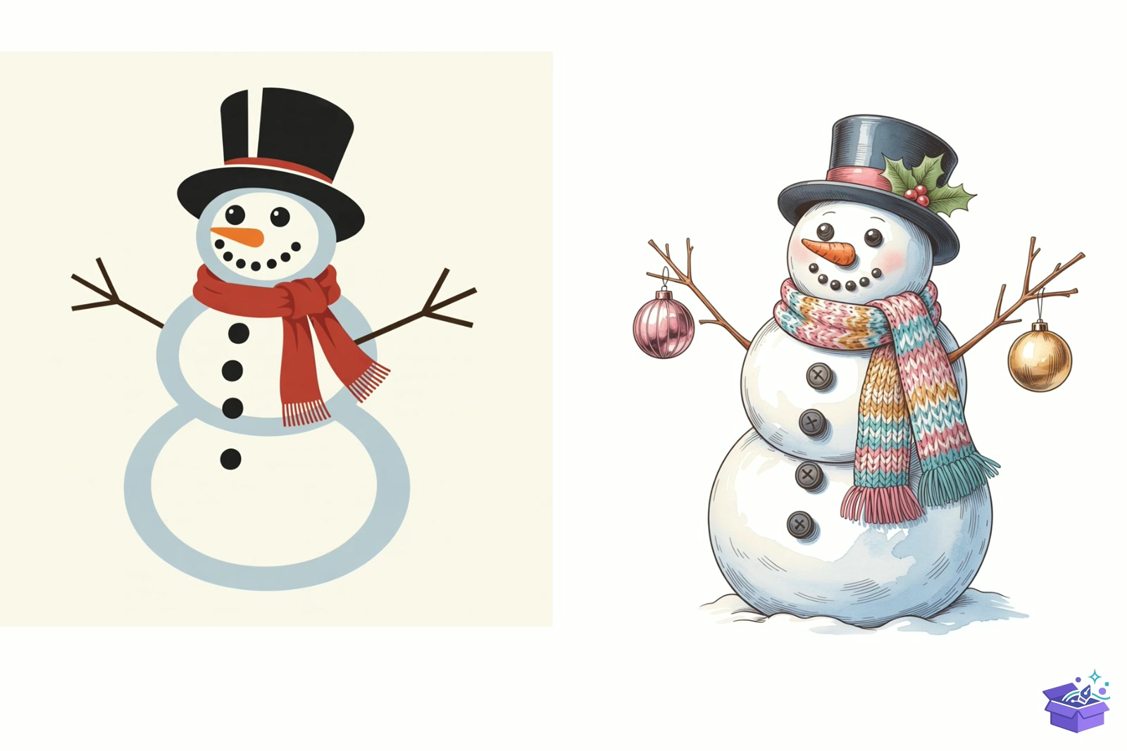 Quirky Yılbaşı Snowman - Lazer Kesim ve Çizim Dosyası (SVG, DXF, EPS, PNG) - detaylı önizleme 3