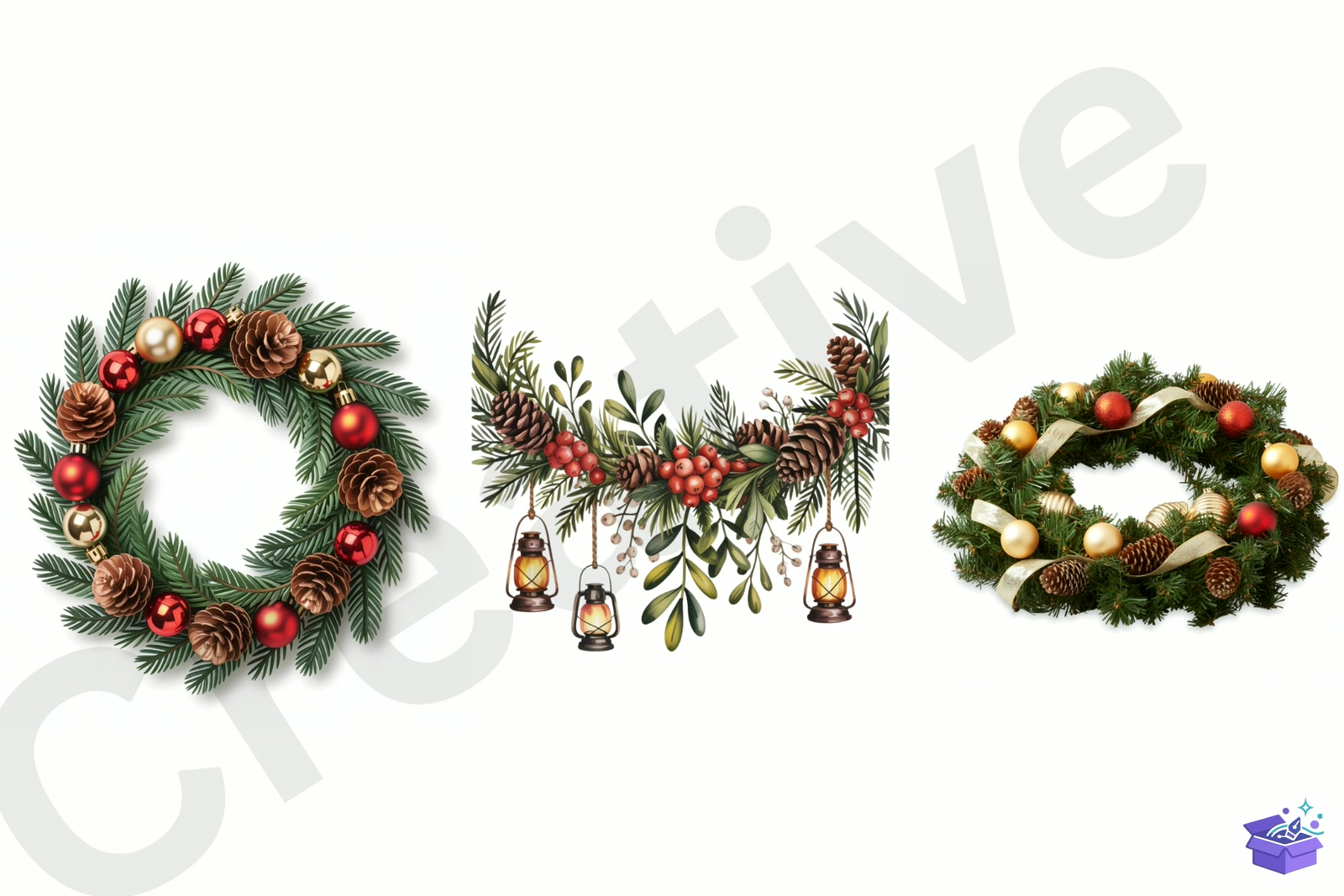 Yılbaşı Garland Decoration - Lazer Kesim ve Çizim Dosyası (SVG, DXF, EPS, PNG) - detaylı önizleme 2