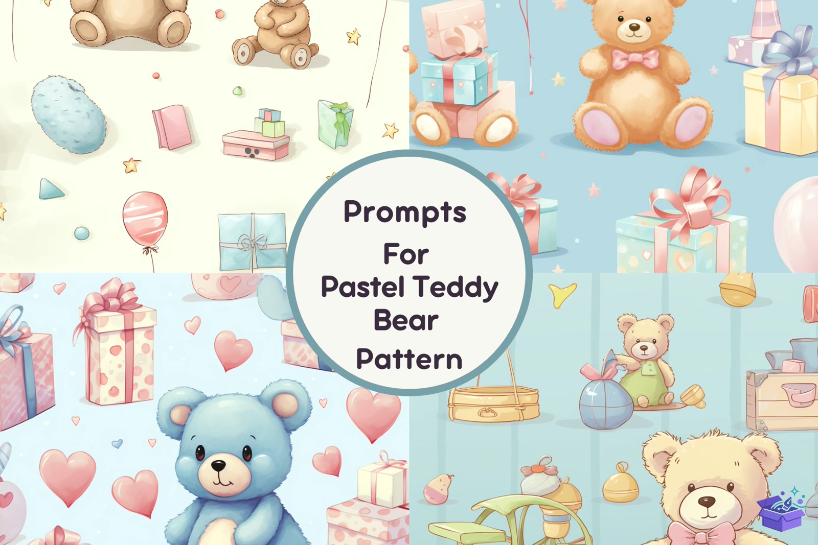 Prompt For Pastel Teddy Bear Desen - Lazer Kesim ve Çizim Dosyası (SVG, DXF, EPS, PNG) - Vektörler & SVG İndir (DXF, SVG, EPS)