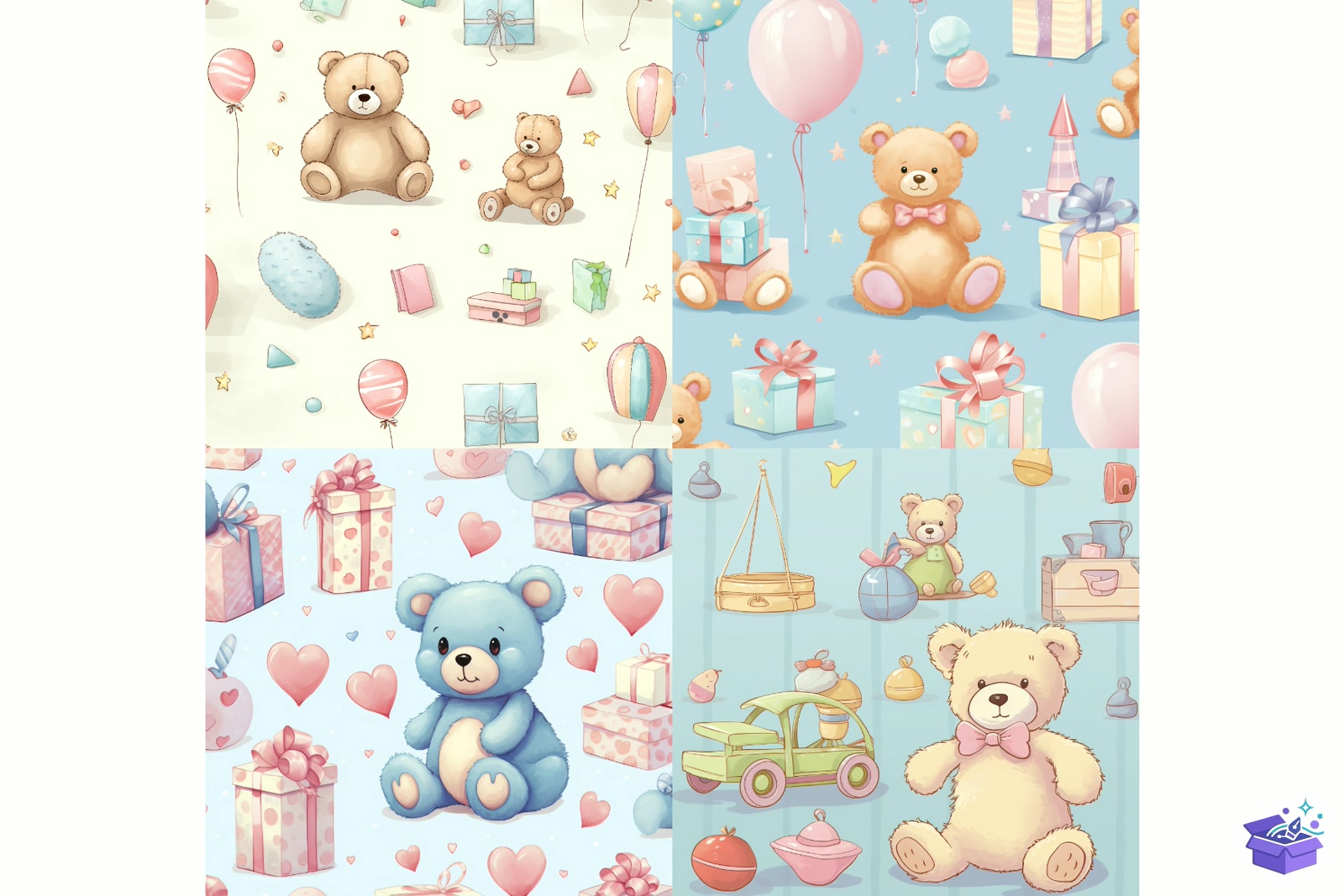 Prompt For Pastel Teddy Bear Desen - Lazer Kesim ve Çizim Dosyası (SVG, DXF, EPS, PNG) - detaylı önizleme 2