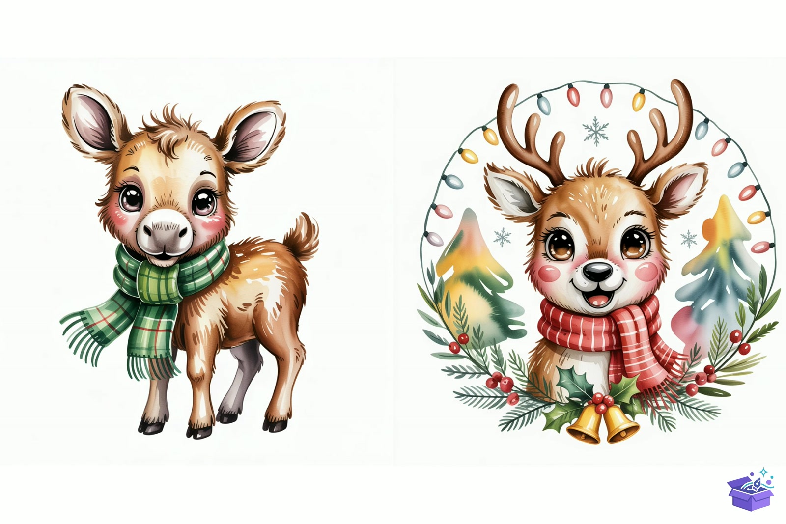 Watercolor Cute Warm Yılbaşı - Lazer Kesim ve Çizim Dosyası (SVG, DXF, EPS, PNG) - detaylı önizleme 2