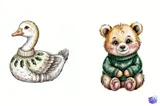 Suluboya Sevimli Sıcak Yılbaşı Çizimleri - Clipart Seti (PDF) - detaylı önizleme 3