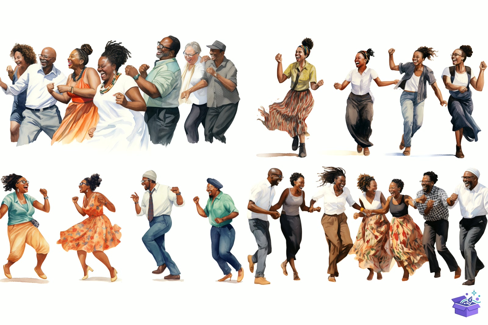 Watercolor African Girls Background - Lazer Kesim ve Çizim Dosyası (SVG, DXF, EPS, PNG) - detaylı önizleme 3