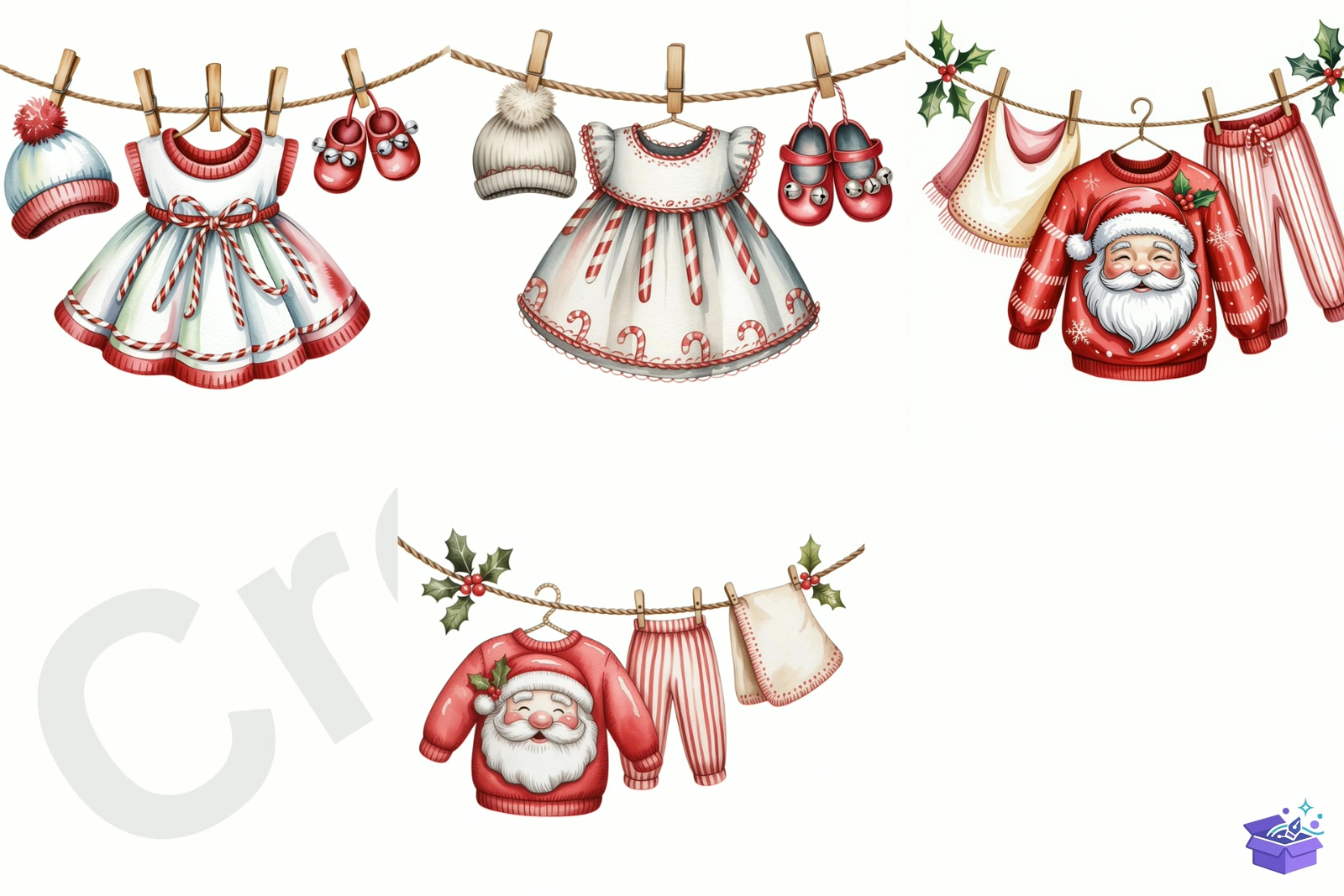 Yılbaşı Baby Clothesline - Lazer Kesim ve Çizim Dosyası (SVG, DXF, EPS, PNG) - detaylı önizleme 3
