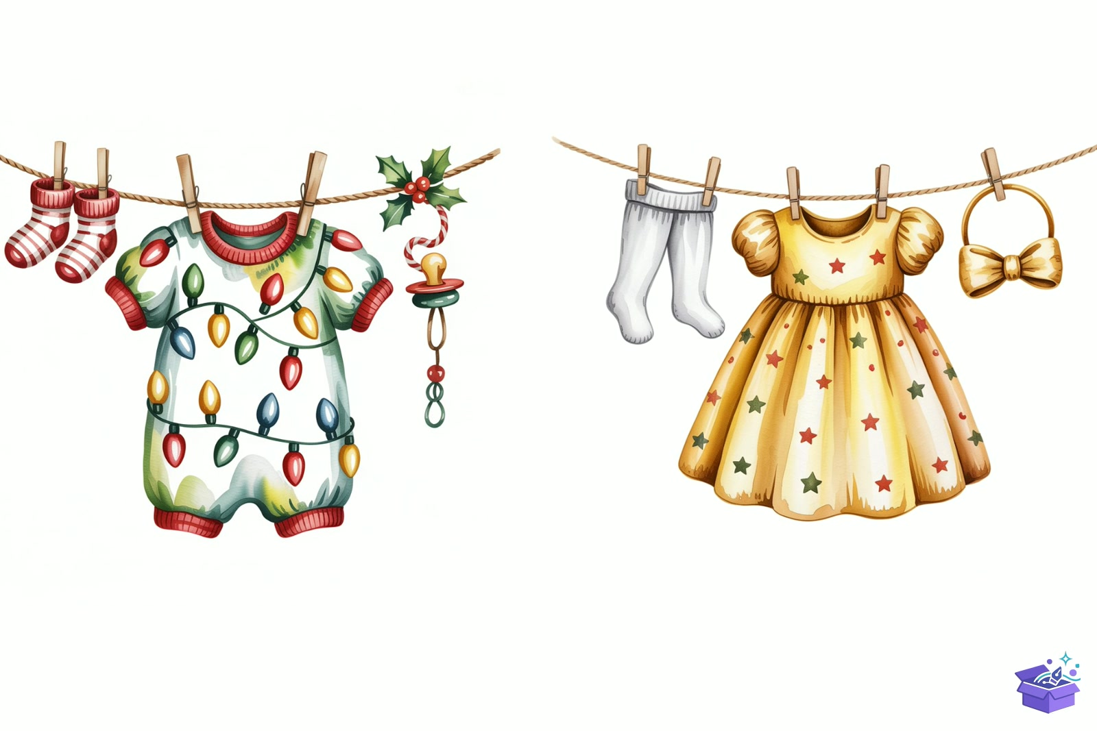 Yılbaşı Baby Clothesline - Lazer Kesim ve Çizim Dosyası (SVG, DXF, EPS, PNG) - detaylı önizleme 2