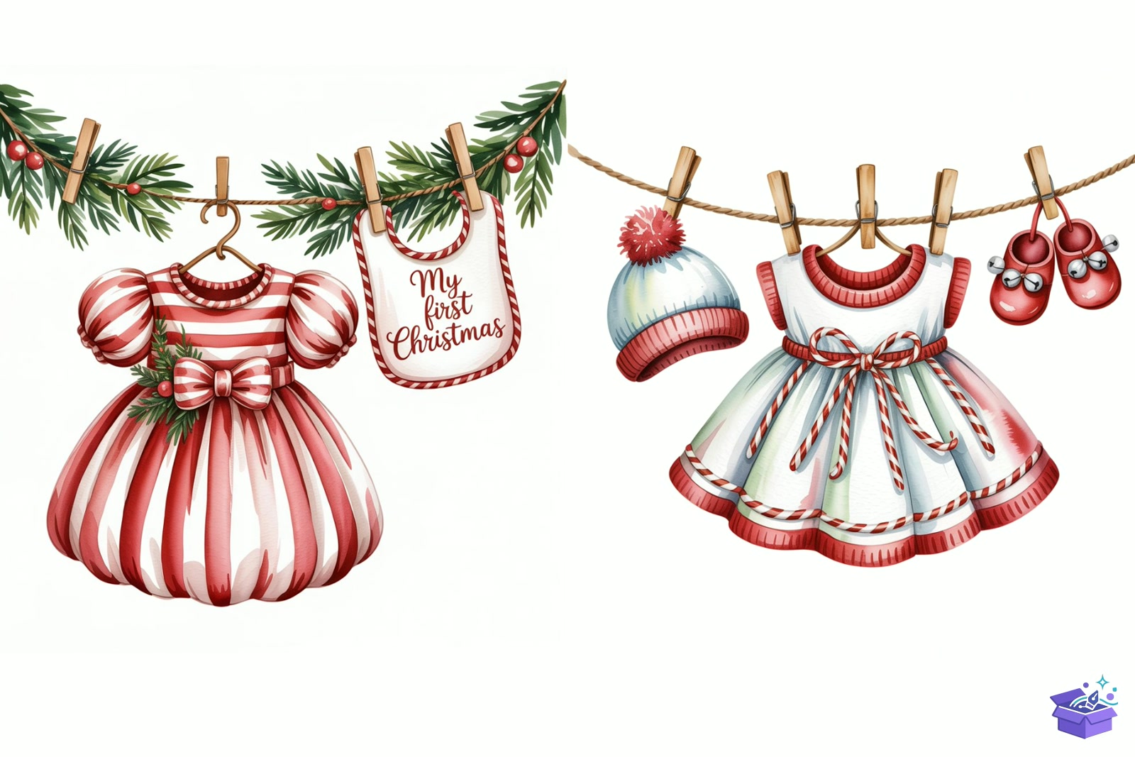 Yılbaşı Baby Clothesline - Lazer Kesim ve Çizim Dosyası (SVG, DXF, EPS, PNG) - detaylı önizleme 3