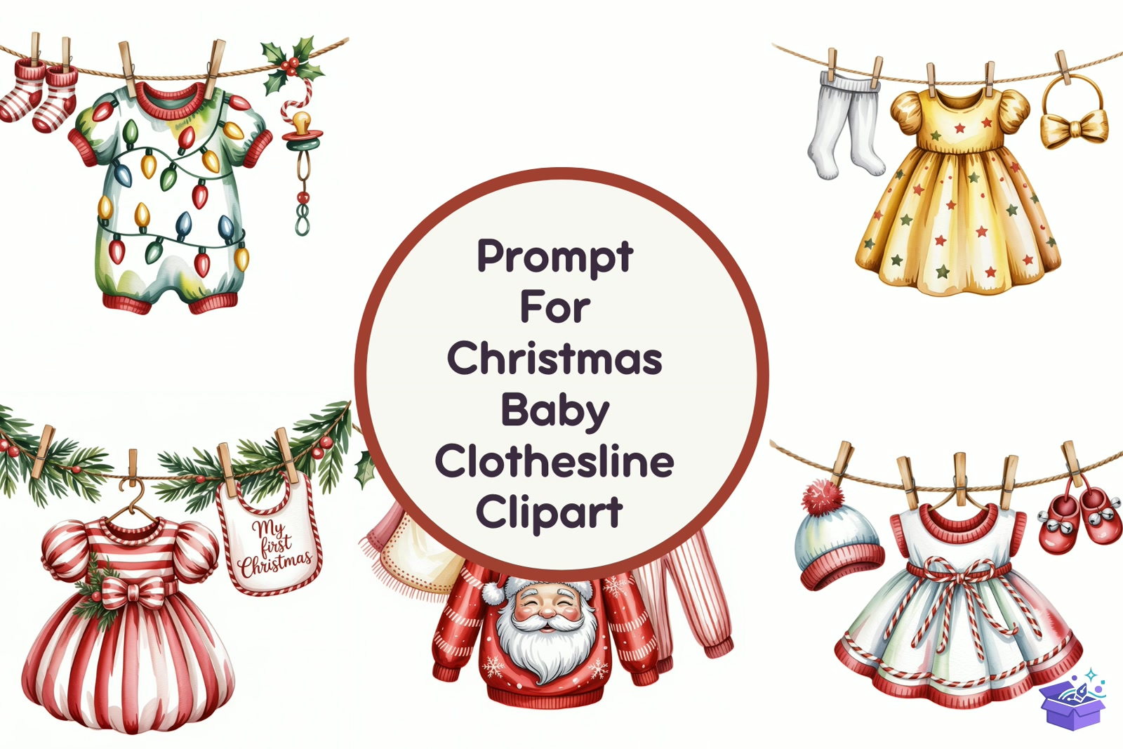 Yılbaşı Baby Clothesline - Lazer Kesim ve Çizim Dosyası (SVG, DXF, EPS, PNG) - detaylı önizleme 5