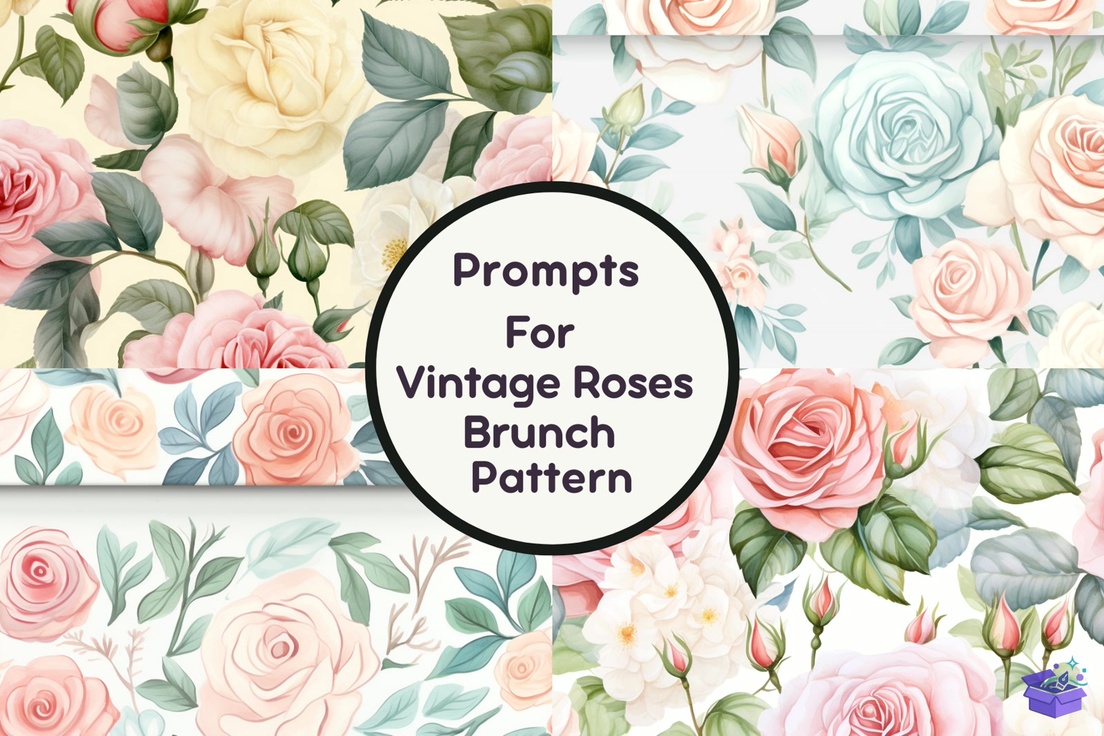 Vintage Roses Brunch Desen - Lazer Kesim ve Çizim Dosyası (SVG, DXF, EPS, PNG) - Vektörler & SVG İndir (DXF, SVG, EPS)