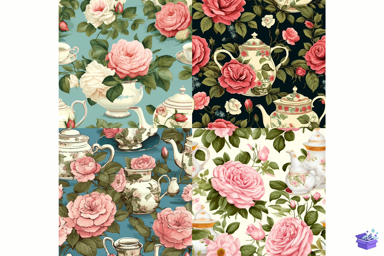 Vintage Roses Brunch Desen - Lazer Kesim ve Çizim Dosyası (SVG, DXF, EPS, PNG) - detaylı önizleme 2