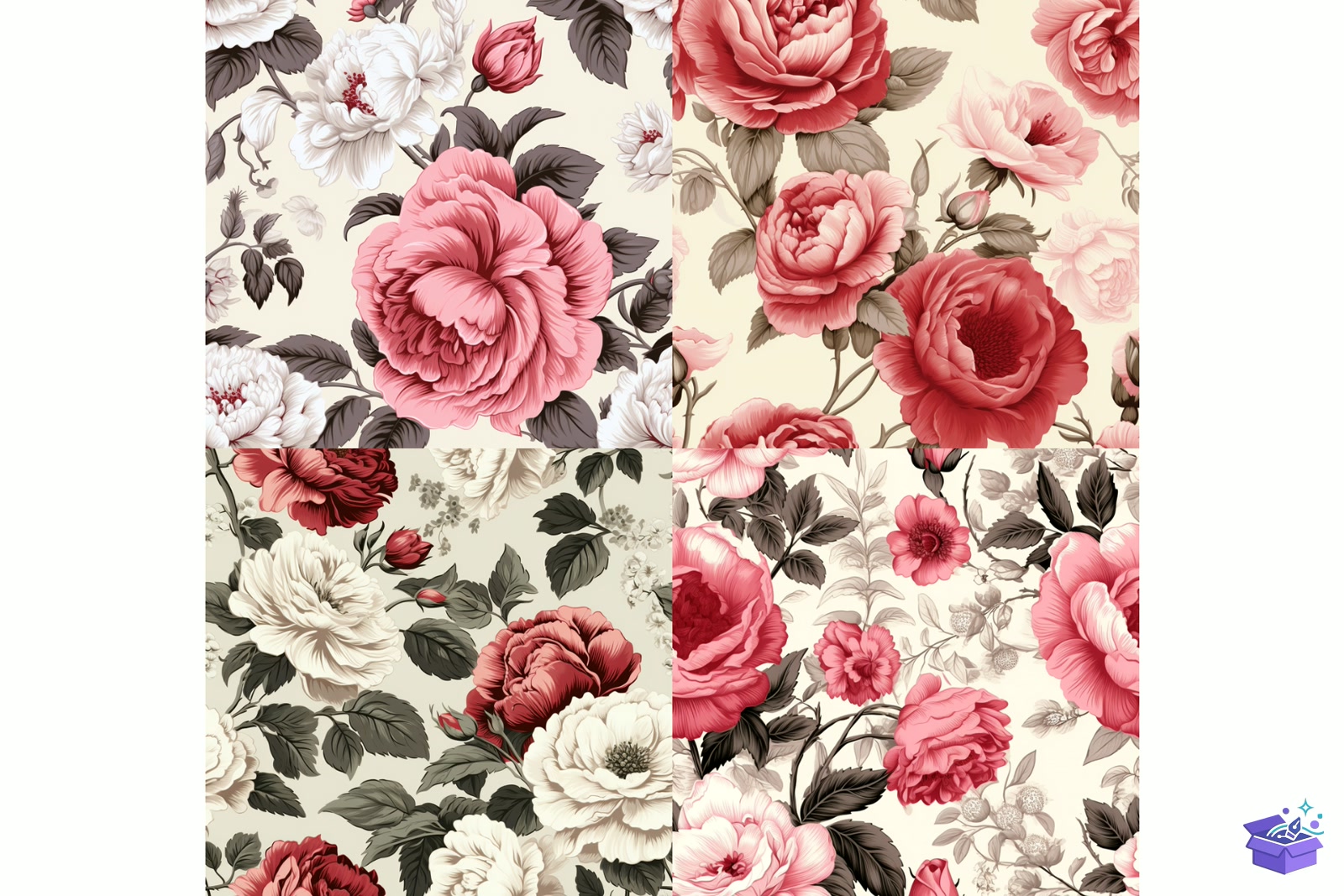 Vintage Roses Brunch Desen - Lazer Kesim ve Çizim Dosyası (SVG, DXF, EPS, PNG) - detaylı önizleme 4