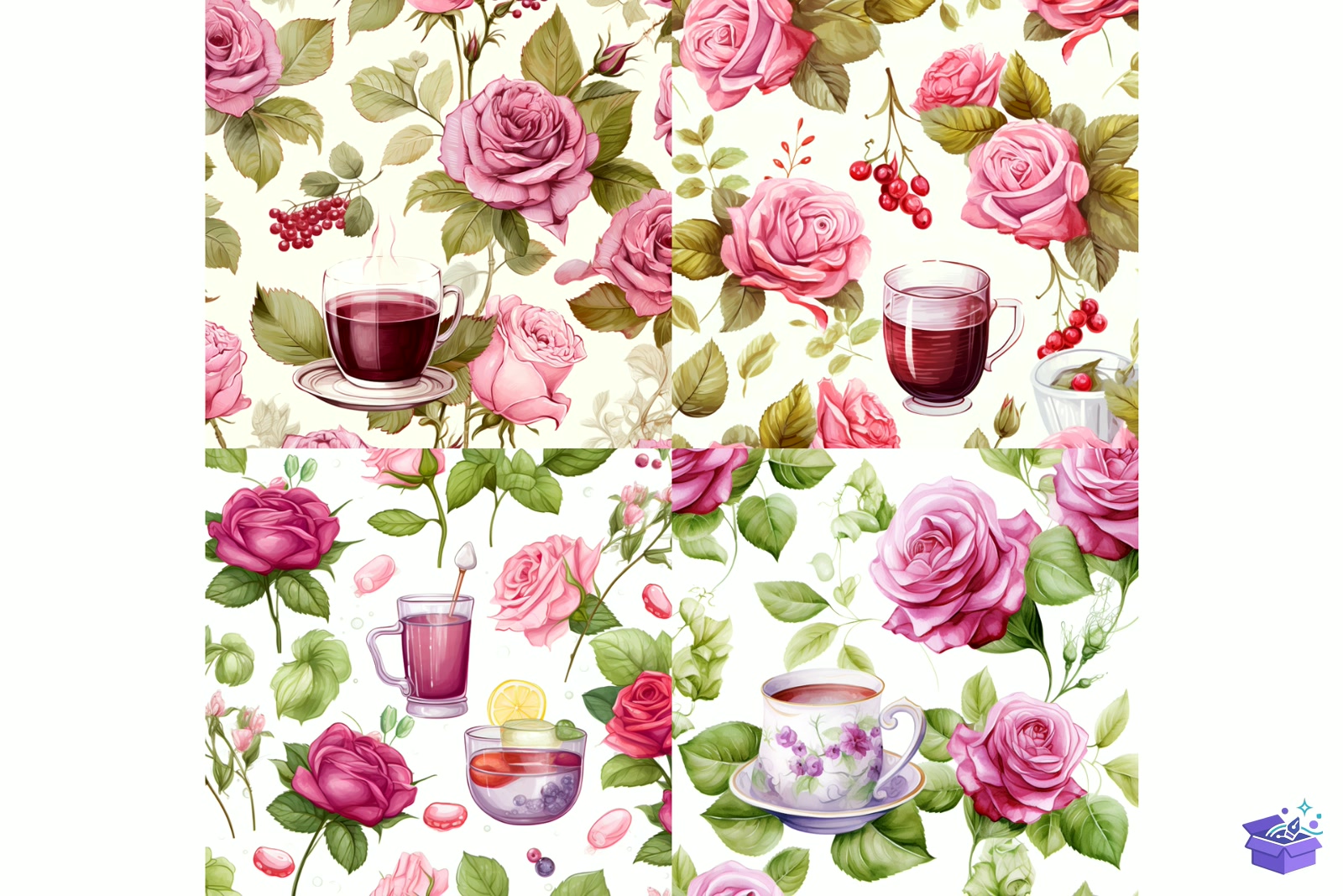Vintage Roses Brunch Desen - Lazer Kesim ve Çizim Dosyası (SVG, DXF, EPS, PNG) - detaylı önizleme 6