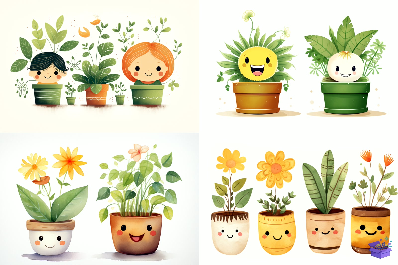 Prompt For Cute Plant Couple - Lazer Kesim ve Çizim Dosyası (SVG, DXF, EPS, PNG) - detaylı önizleme 2