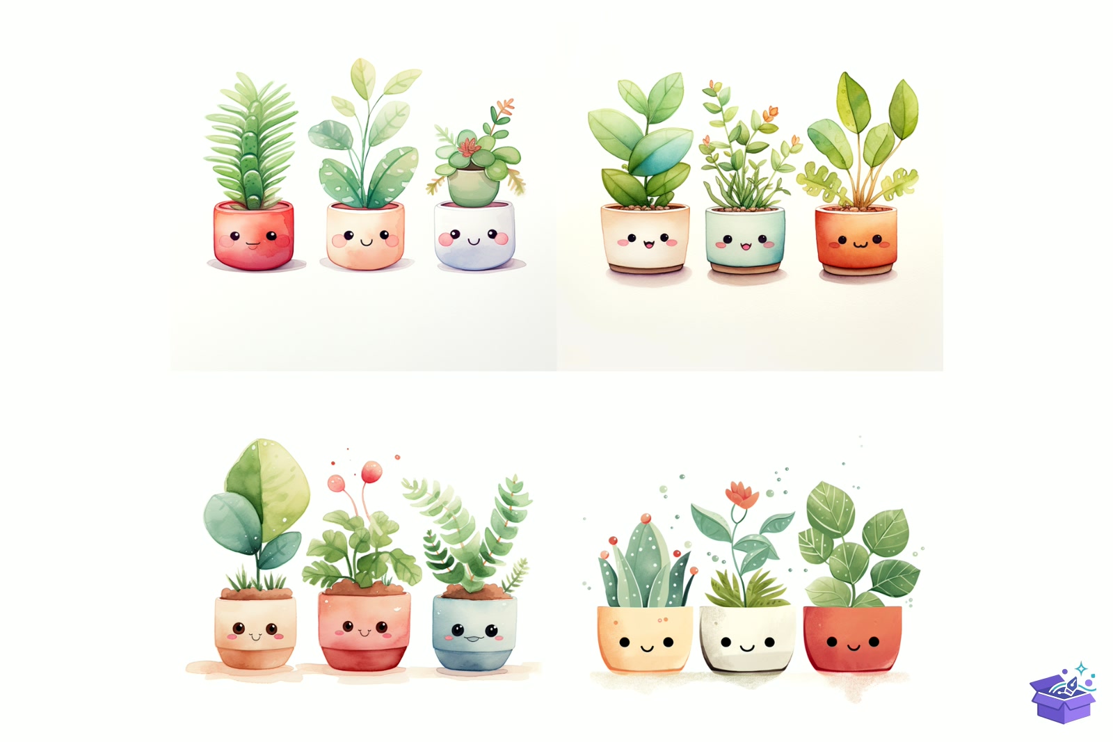 Prompt For Cute Plant Couple - Lazer Kesim ve Çizim Dosyası (SVG, DXF, EPS, PNG) - detaylı önizleme 4