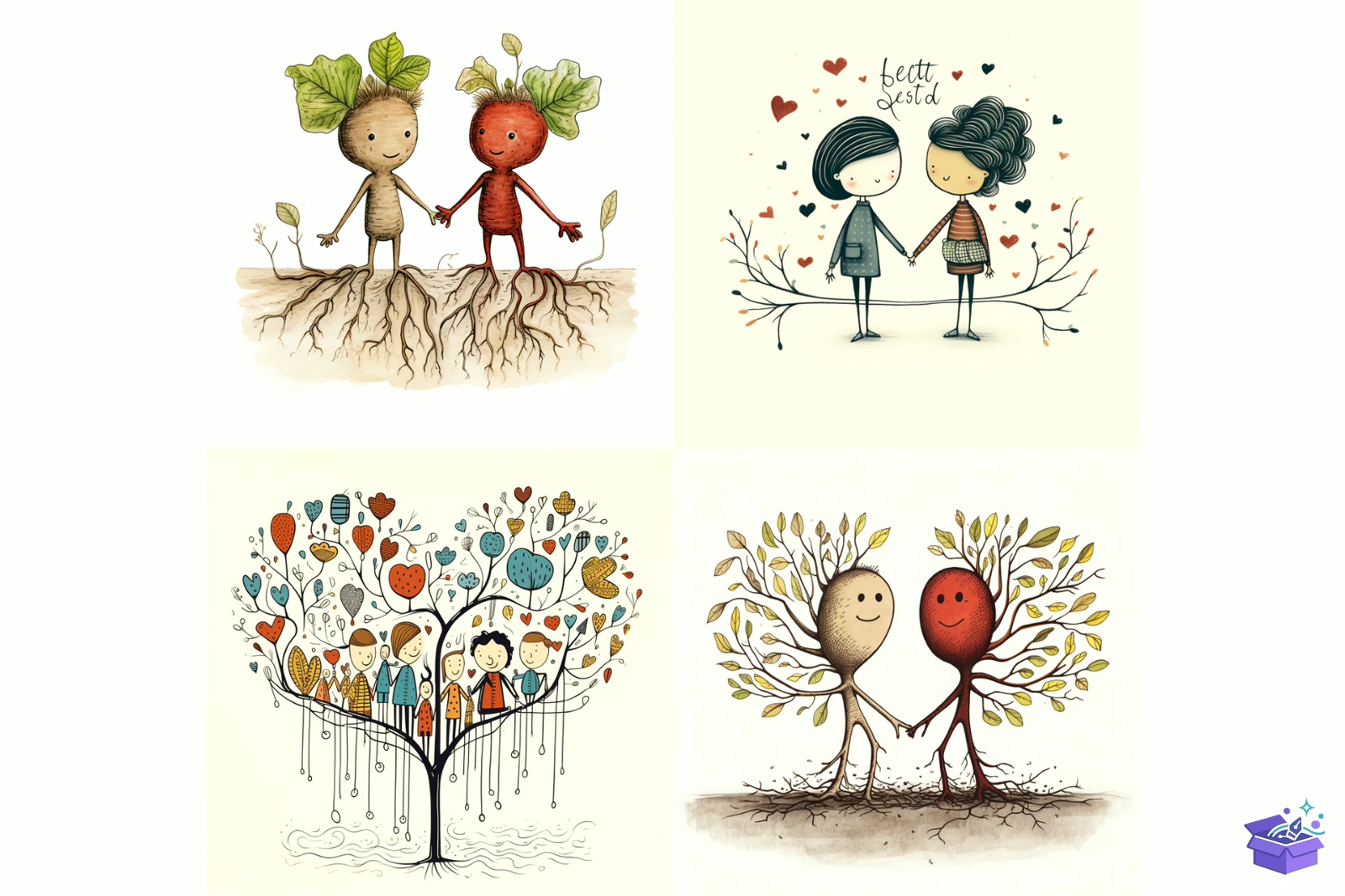 Prompt For Cute Plant Couple - Lazer Kesim ve Çizim Dosyası (SVG, DXF, EPS, PNG) - detaylı önizleme 5
