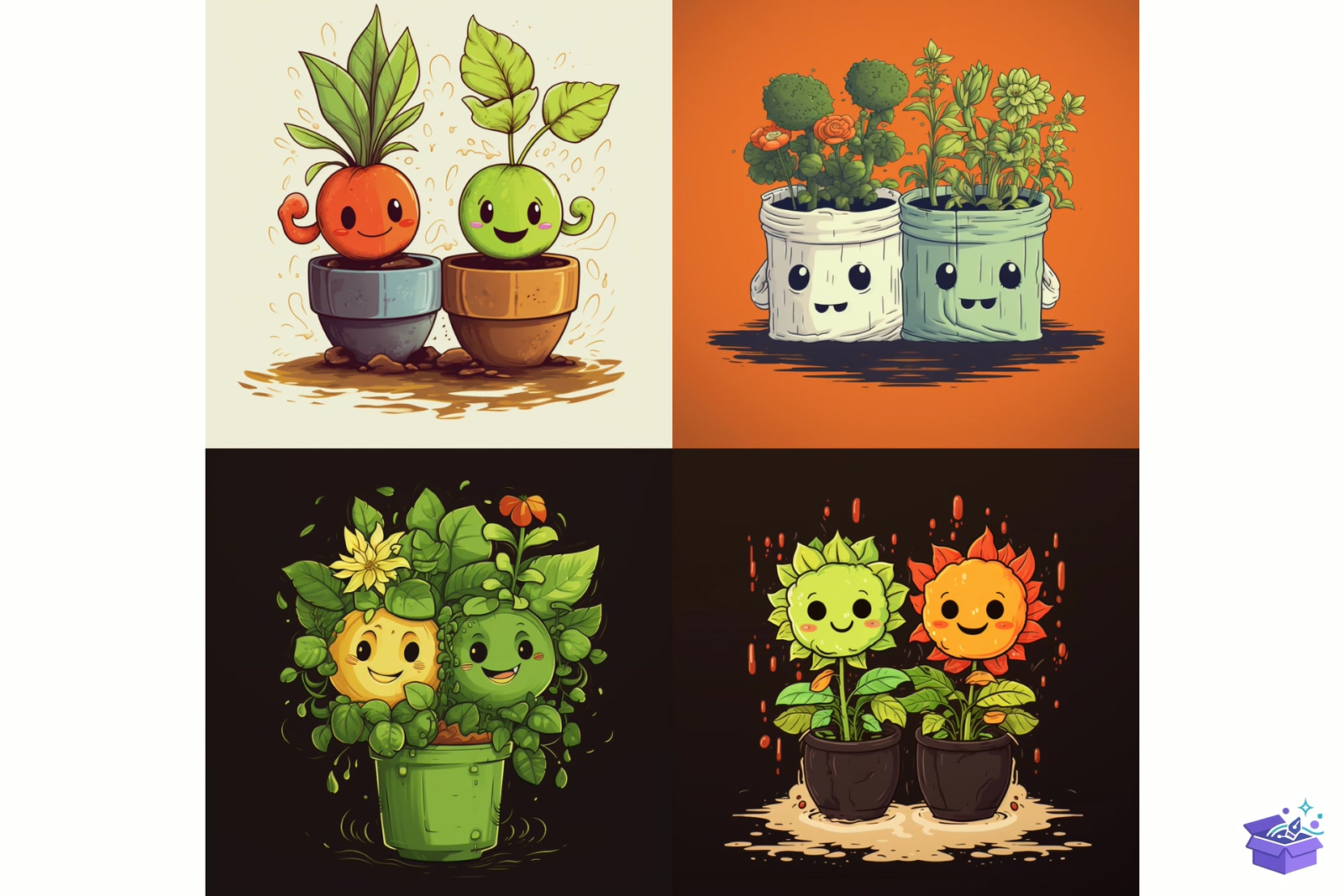 Prompt For Cute Plant Couple - Lazer Kesim ve Çizim Dosyası (SVG, DXF, EPS, PNG) - detaylı önizleme 6