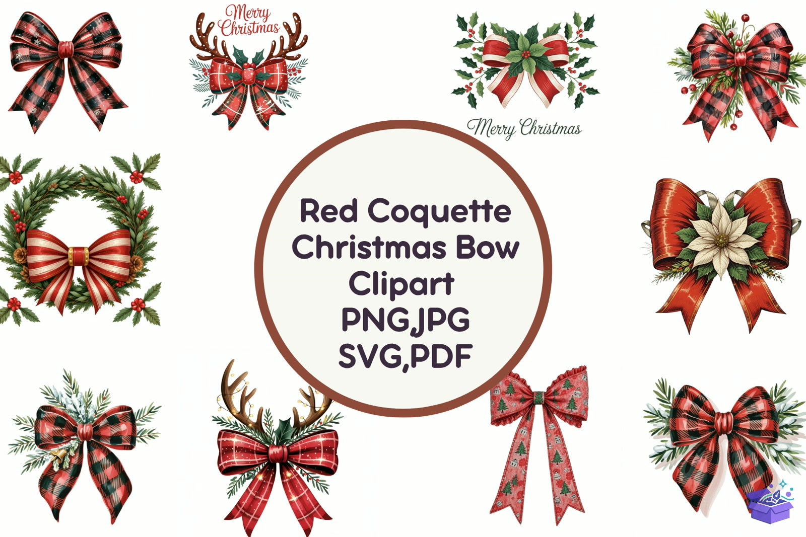 Red Coquette Yılbaşı Bow - Lazer Kesim ve Çizim Dosyası (SVG, DXF, EPS, PNG) - Vektörler & SVG İndir (DXF, SVG, EPS)