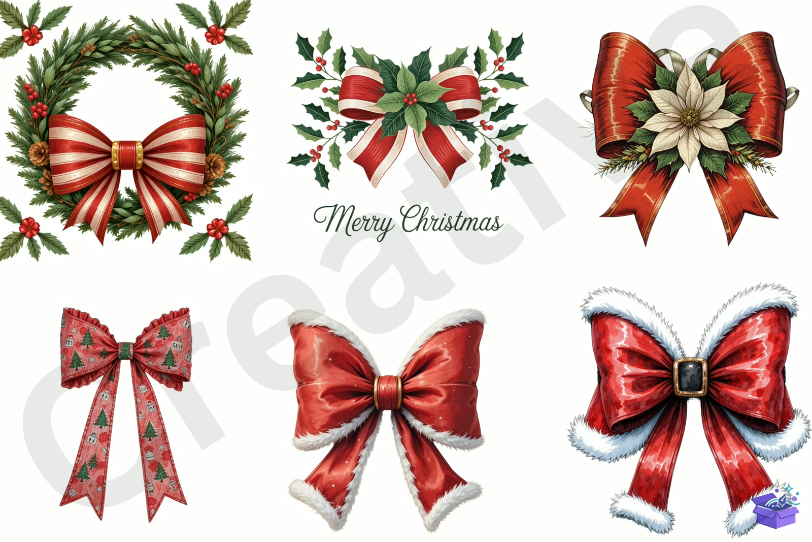 Red Coquette Yılbaşı Bow - Lazer Kesim ve Çizim Dosyası (SVG, DXF, EPS, PNG) - detaylı önizleme 3