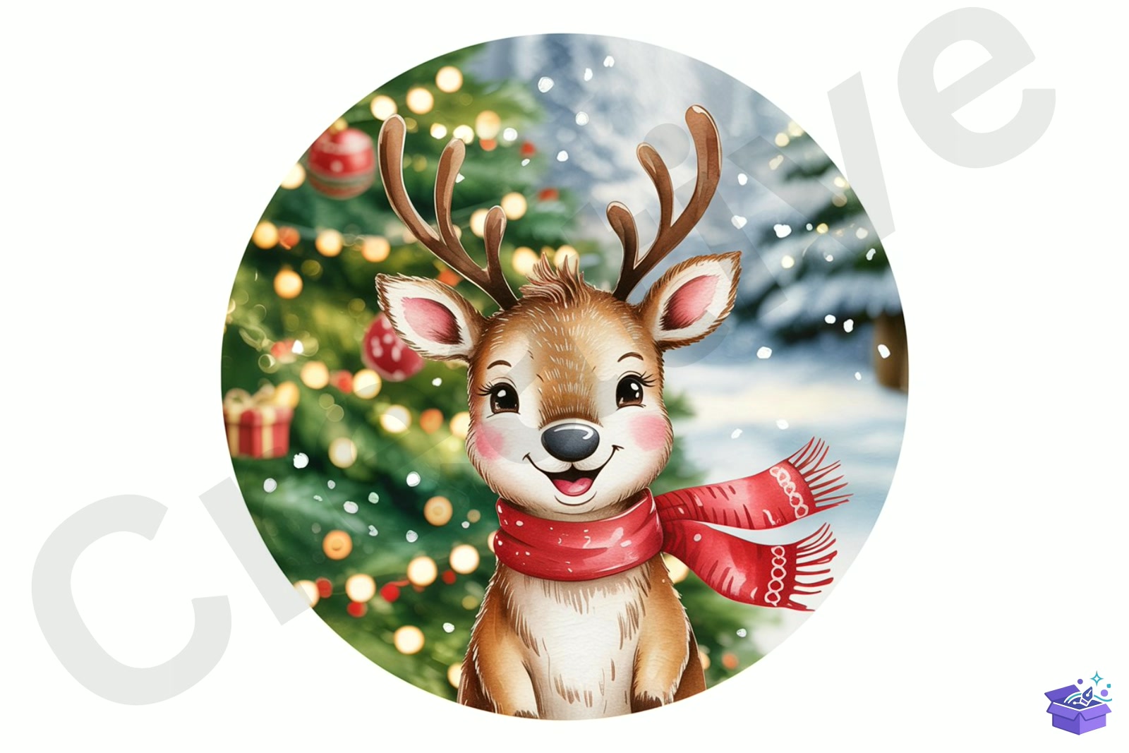 Cute Yılbaşı Ren Geyiği - Lazer Kesim ve Çizim Dosyası (SVG, DXF, EPS, PNG) - detaylı önizleme 3