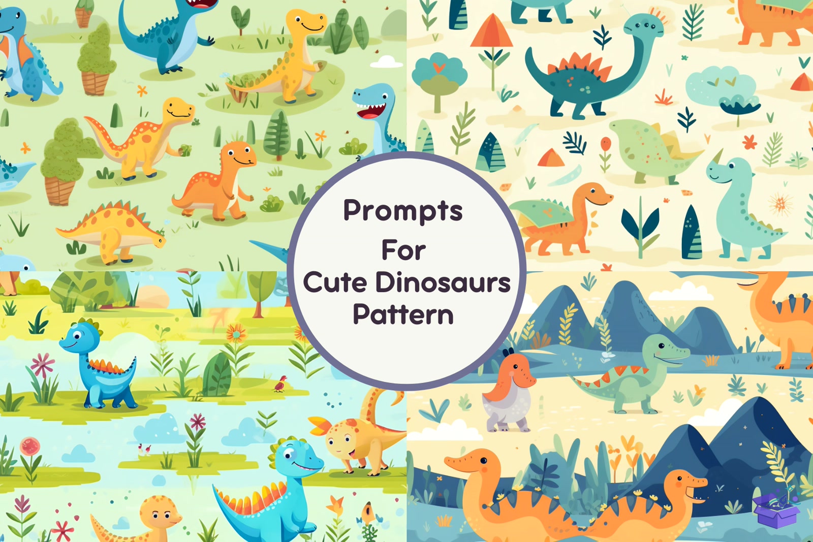 Cute Dinosaurs Seamless Desen - Lazer Kesim ve Çizim Dosyası (SVG, DXF, EPS, PNG) - Vektörler & SVG İndir (DXF, SVG, EPS)