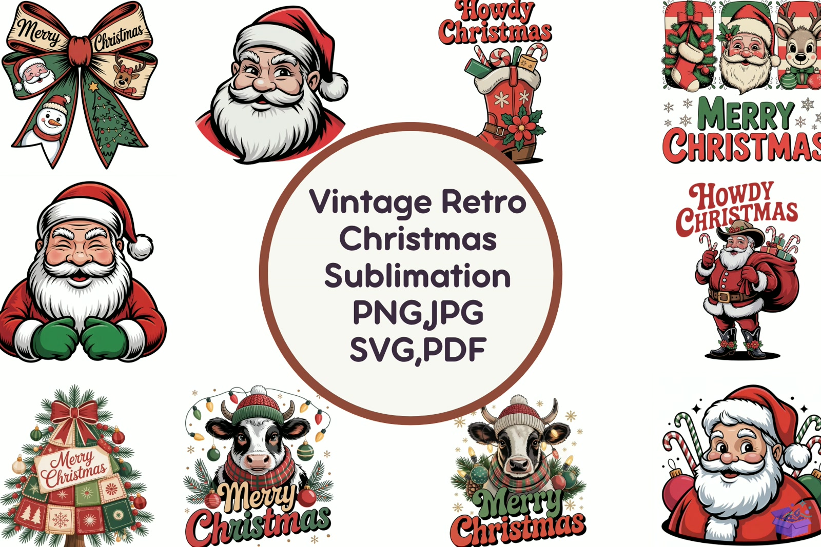 Vintage Retro Yılbaşı Süblimasyon Baskı - DTF & Süblimasyon Baskı Tasarımı (SVG, DXF, EPS, PNG) - Vektörler & SVG İndir (DXF, SVG, EPS)