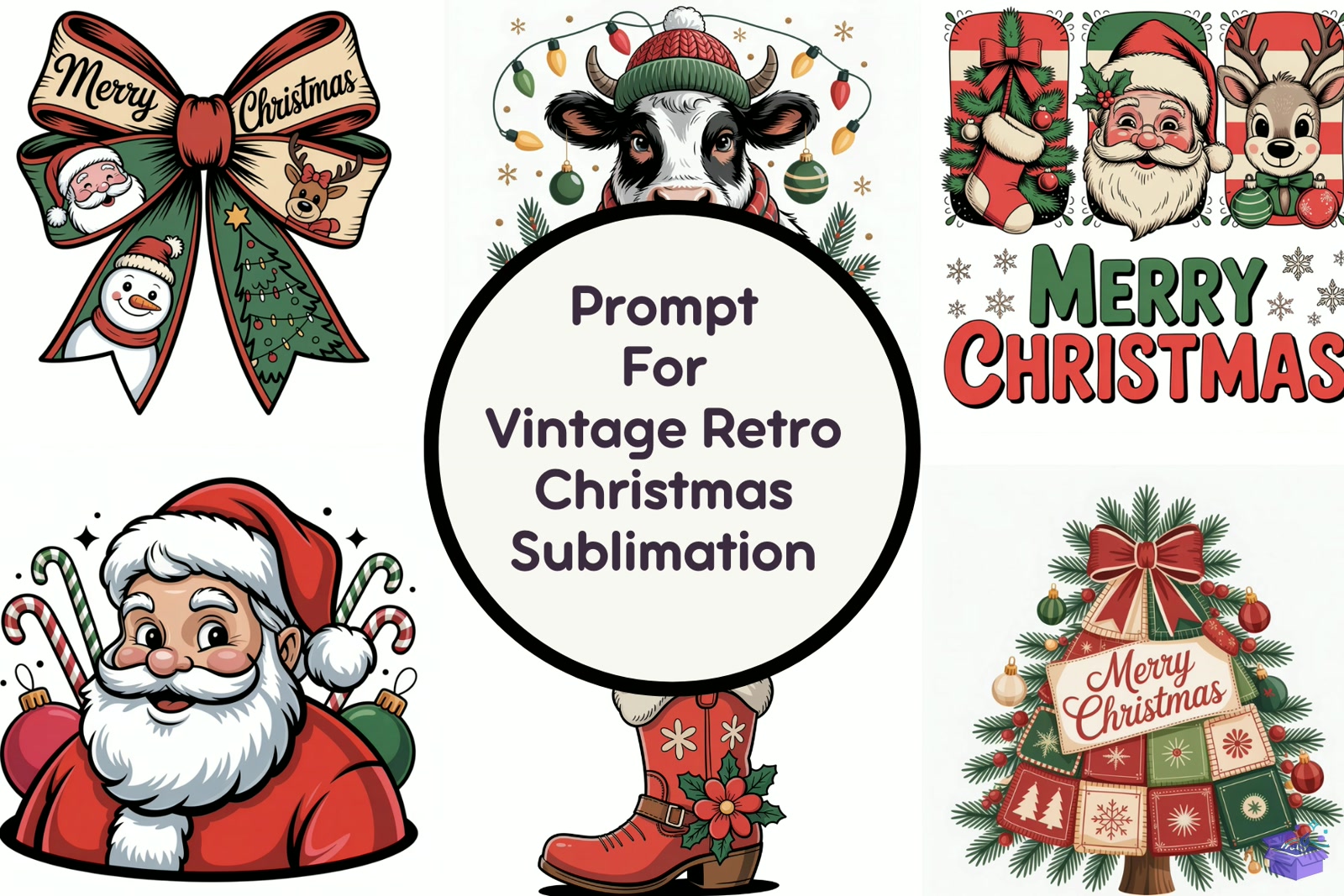Vintage Retro Yılbaşı Süblimasyon Baskı - DTF & Süblimasyon Baskı Tasarımı (SVG, DXF, EPS, PNG) - Vektörler & SVG İndir (DXF, SVG, EPS)