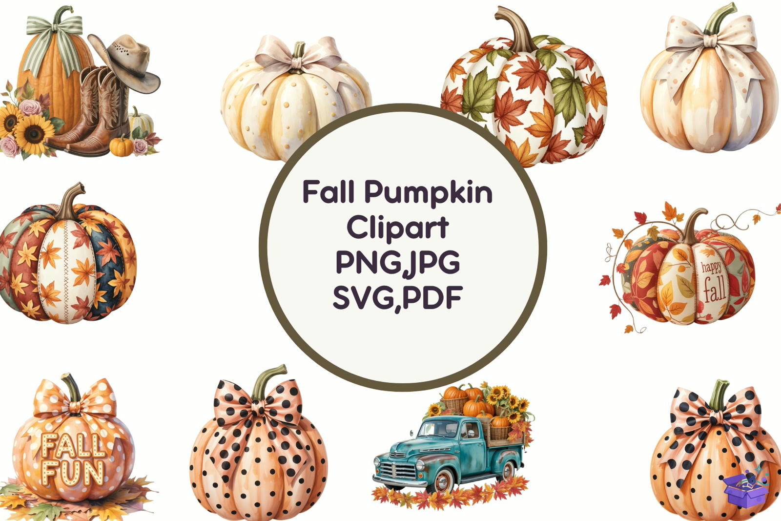 Fall Pumpkin - Lazer Kesim ve Çizim Dosyası (SVG, DXF, EPS, PNG) - detaylı önizleme 4