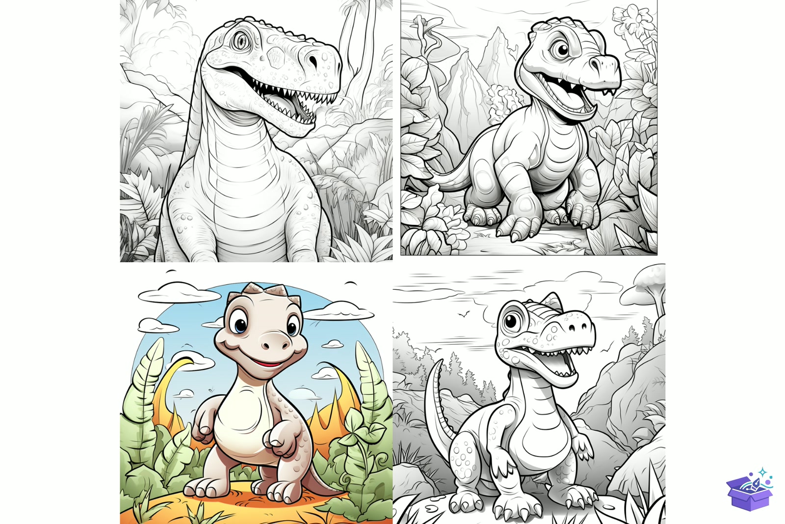 Prompt For Dinosaurs Coloring Pages - Lazer Kesim ve Çizim Dosyası (SVG, DXF, EPS, PNG) - detaylı önizleme 2