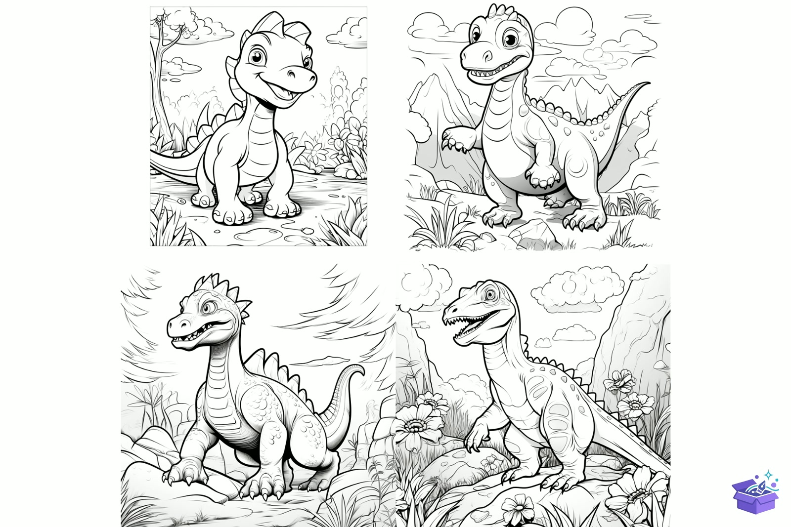 Prompt For Dinosaurs Coloring Pages - Lazer Kesim ve Çizim Dosyası (SVG, DXF, EPS, PNG) - detaylı önizleme 4