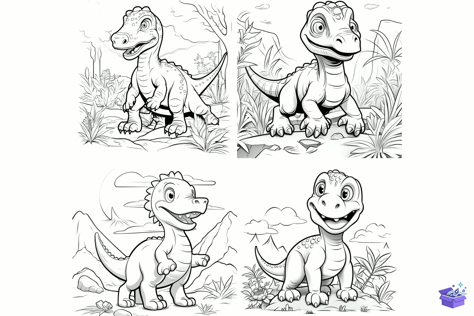 Prompt For Dinosaurs Coloring Pages - Lazer Kesim ve Çizim Dosyası (SVG, DXF, EPS, PNG) - detaylı önizleme 5