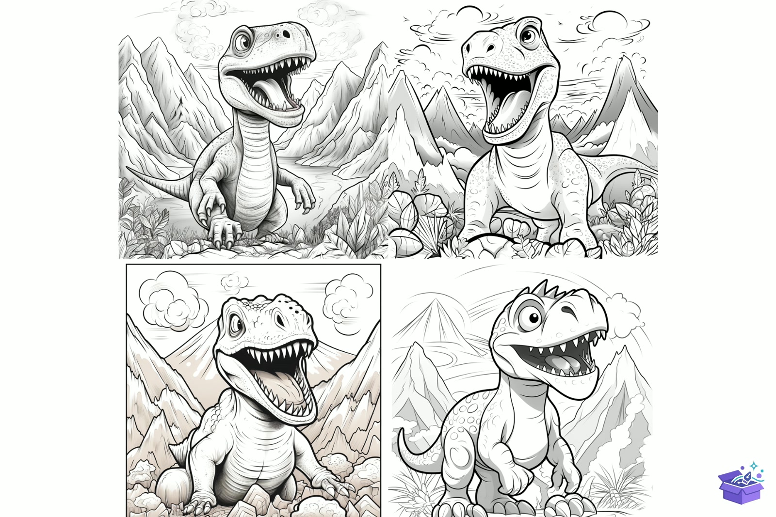 Prompt For Dinosaurs Coloring Pages - Lazer Kesim ve Çizim Dosyası (SVG, DXF, EPS, PNG) - detaylı önizleme 6