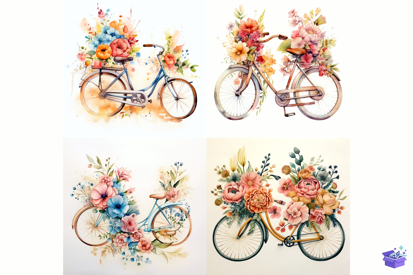Prompt For Retro Bicycle With Çiçek - Lazer Kesim ve Çizim Dosyası (SVG, DXF, EPS, PNG) - detaylı önizleme 2