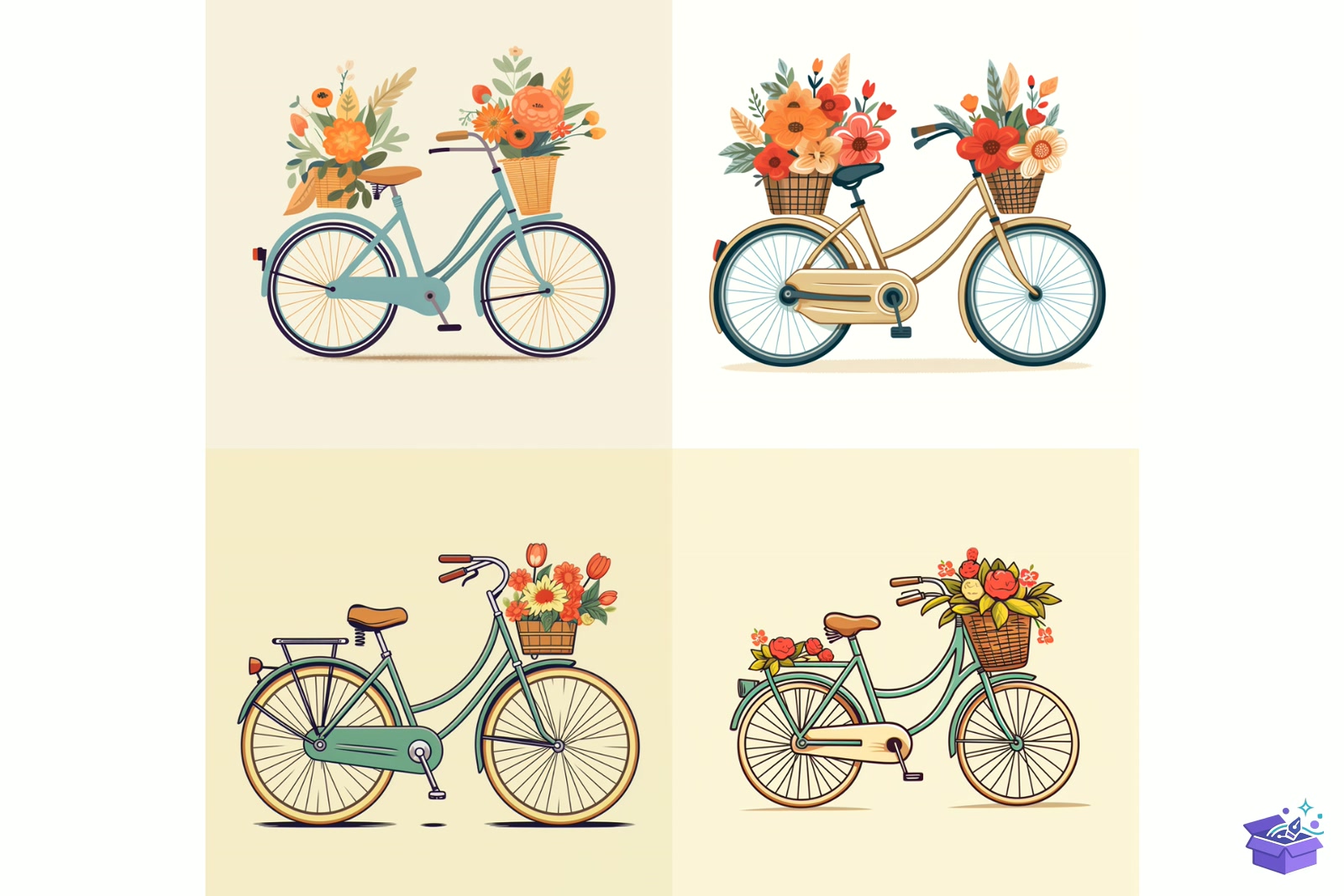Prompt For Retro Bicycle With Çiçek - Lazer Kesim ve Çizim Dosyası (SVG, DXF, EPS, PNG) - detaylı önizleme 3