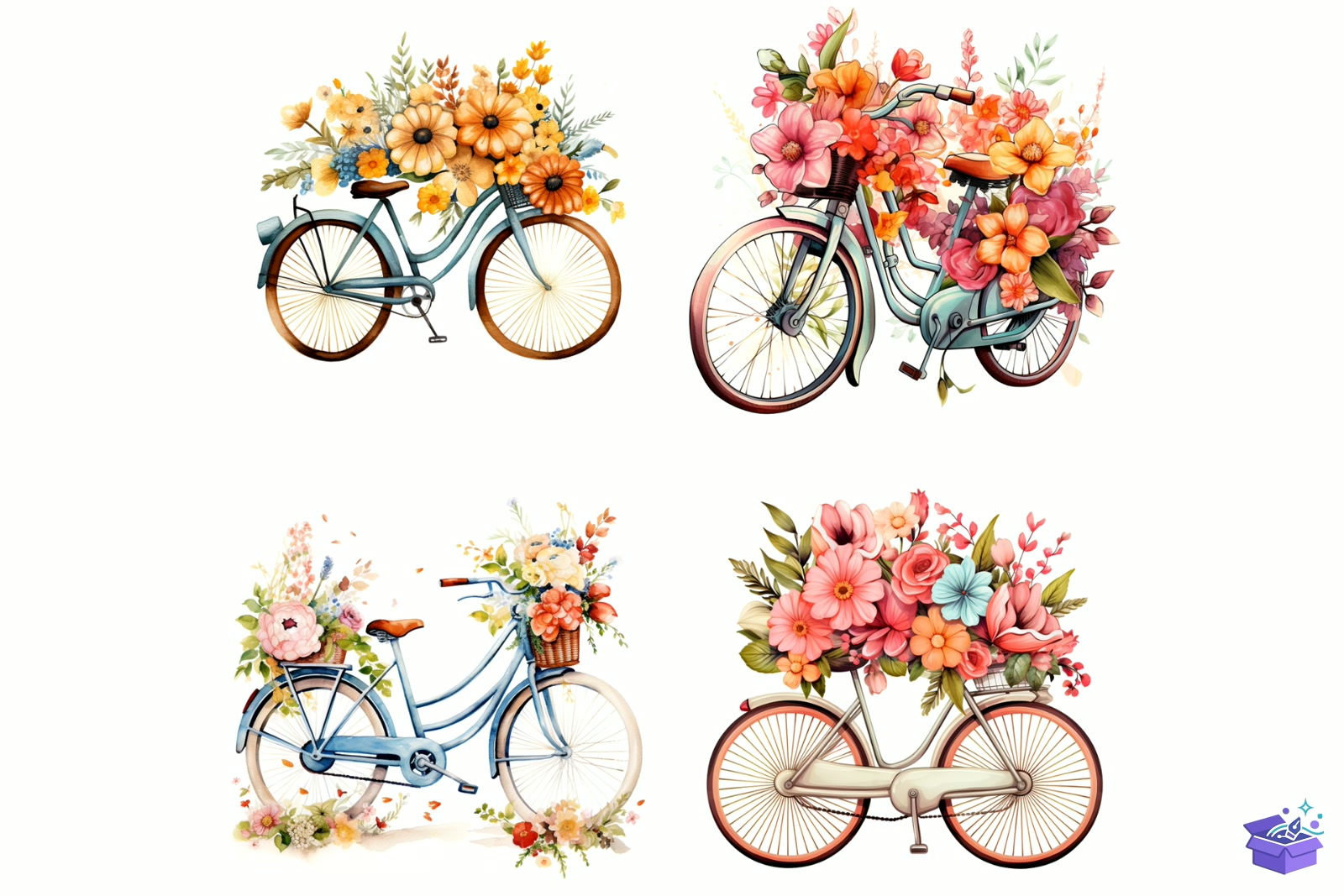 Prompt For Retro Bicycle With Çiçek - Lazer Kesim ve Çizim Dosyası (SVG, DXF, EPS, PNG) - detaylı önizleme 4