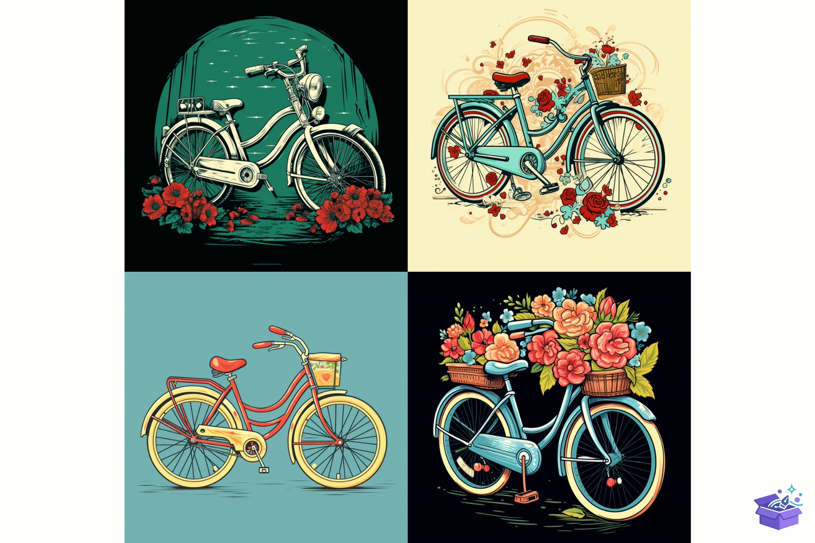 Prompt For Retro Bicycle With Çiçek - Lazer Kesim ve Çizim Dosyası (SVG, DXF, EPS, PNG) - detaylı önizleme 5
