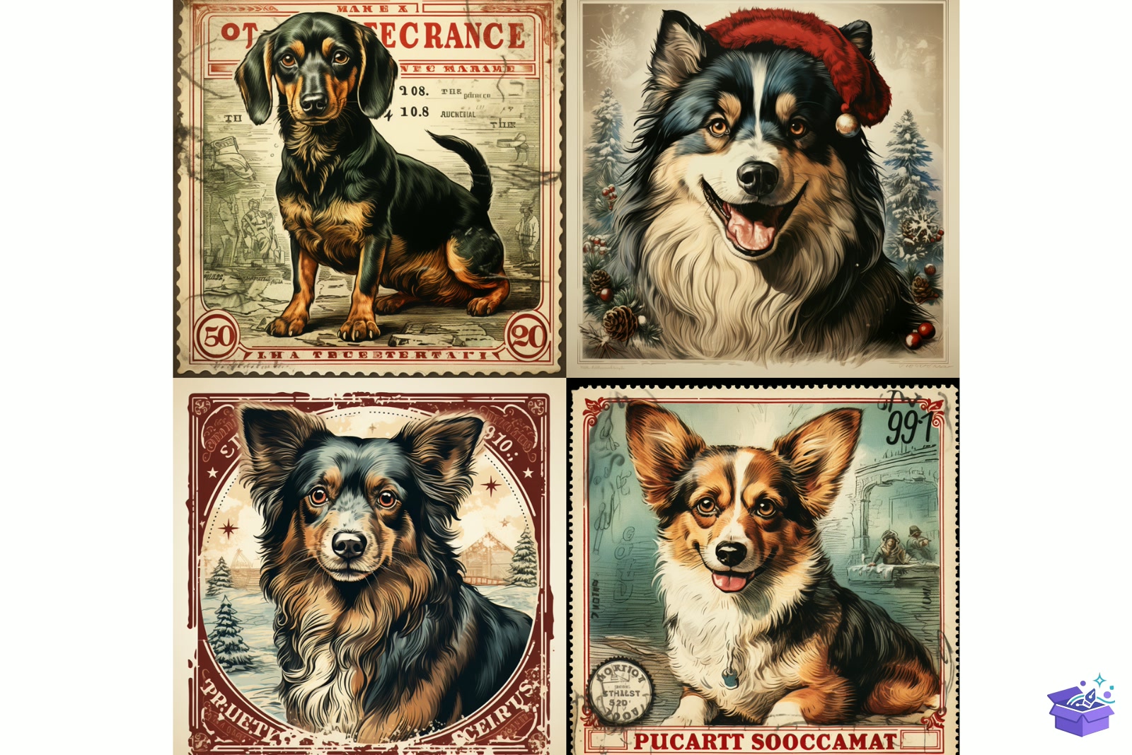 Prompt For Köpek Vintage Stamp - Lazer Kesim ve Çizim Dosyası (SVG, DXF, EPS, PNG) - detaylı önizleme 3