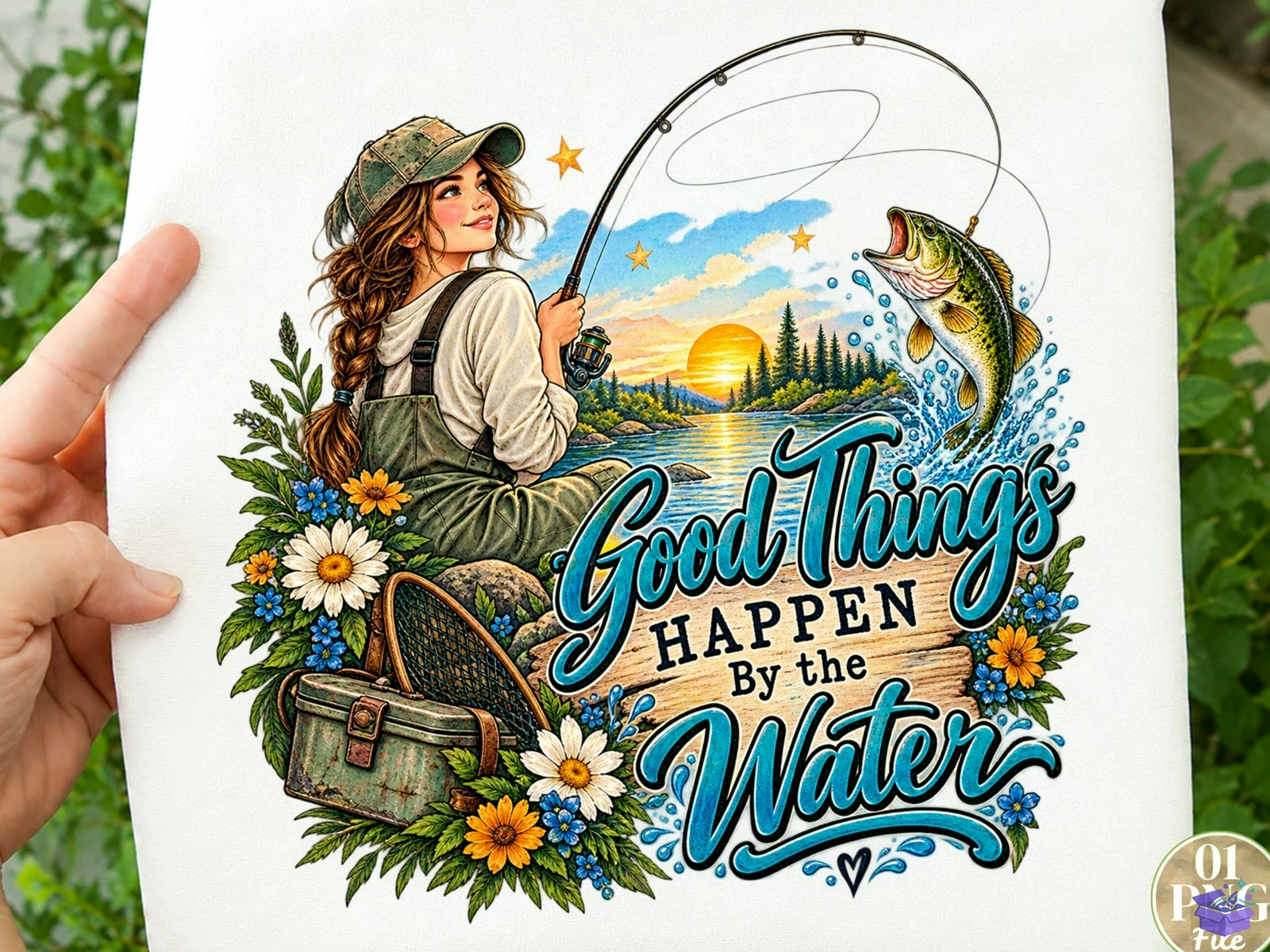 Good Things Happen By The Water PNG Fis - DTF & Süblimasyon Baskı Tasarımı (SVG, DXF, EPS, PNG) - detaylı önizleme 2