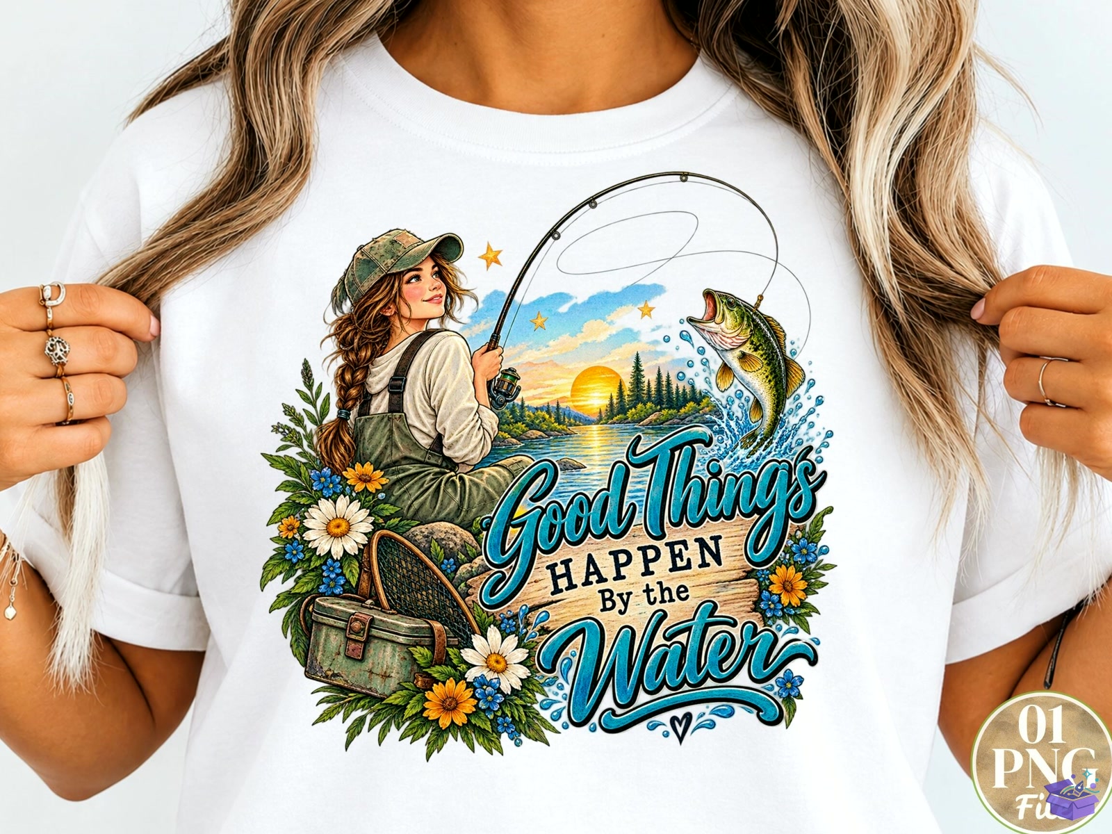 Good Things Happen By The Water PNG Fis - DTF & Süblimasyon Baskı Tasarımı (SVG, DXF, EPS, PNG) - detaylı önizleme 3