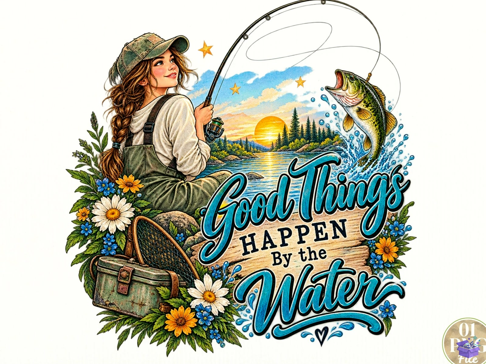Good Things Happen By The Water PNG Fis - DTF & Süblimasyon Baskı Tasarımı (SVG, DXF, EPS, PNG) - detaylı önizleme 4