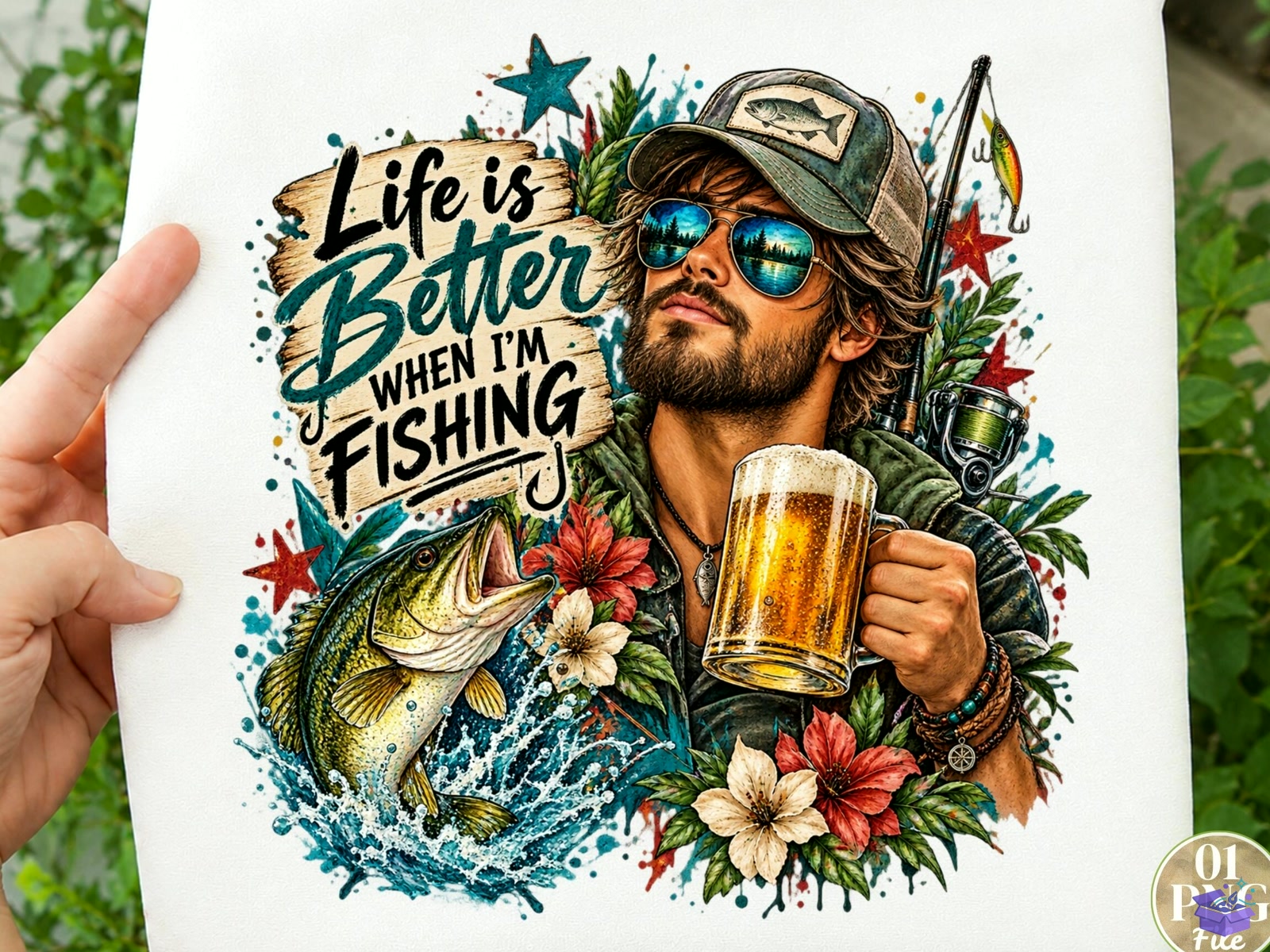 Life İs Better When I’m Fishing PNG Fun - DTF & Süblimasyon Baskı Tasarımı (SVG, DXF, EPS, PNG) - detaylı önizleme 2
