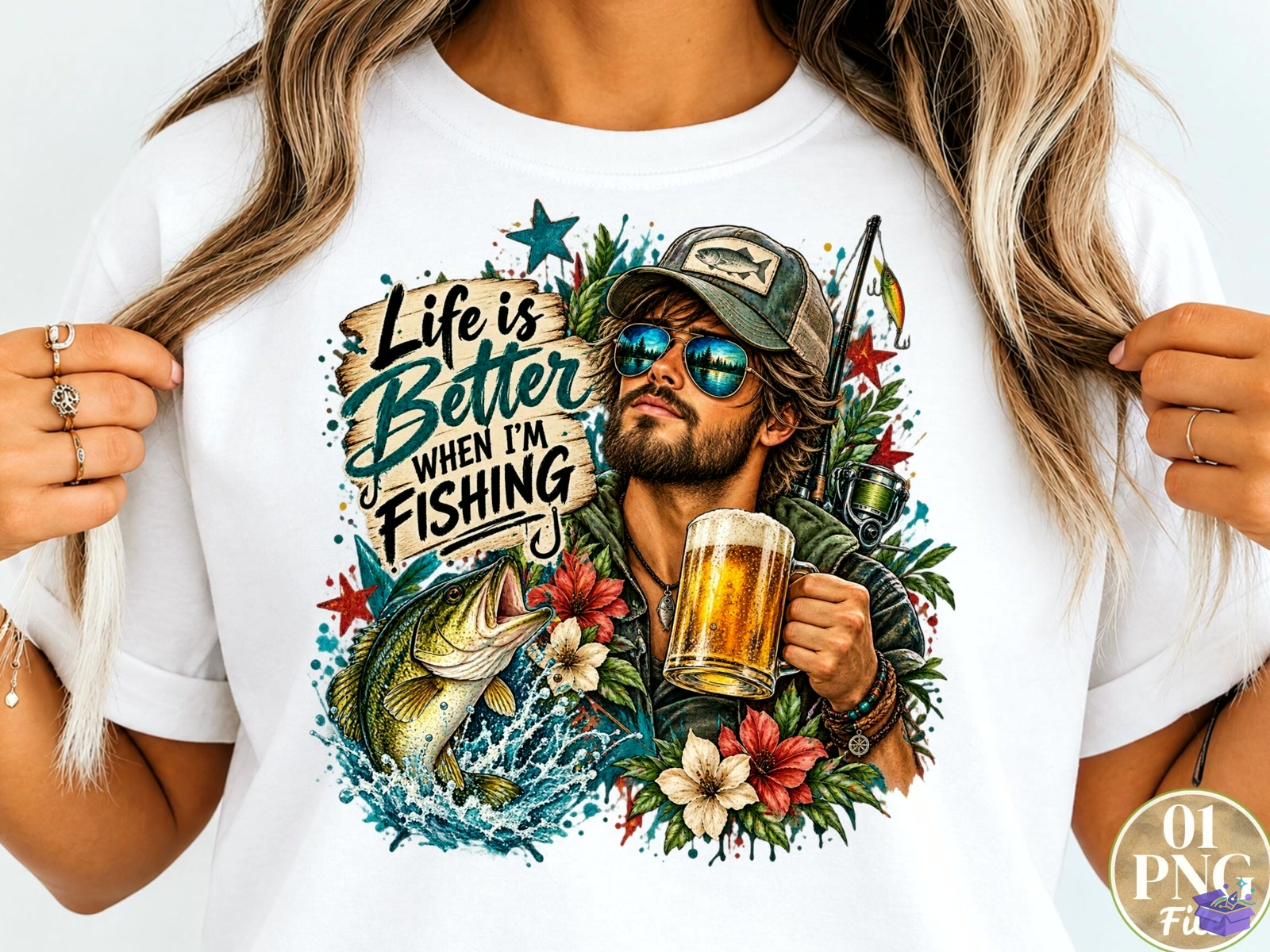 Life İs Better When I’m Fishing PNG Fun - DTF & Süblimasyon Baskı Tasarımı (SVG, DXF, EPS, PNG) - detaylı önizleme 3