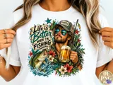 "Life Is Better When I'm Fishing" Komik Balıkçılık Tasarımı - DTF & Süblimasyon Baskı Tasarımı (PNG) - detaylı önizleme 3