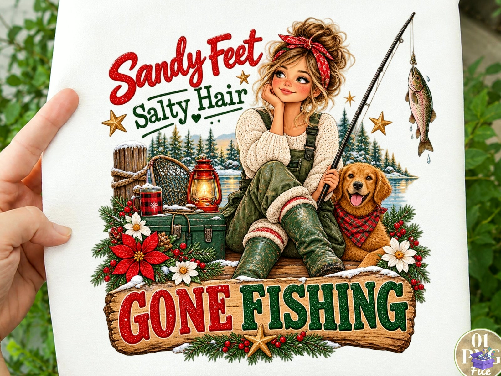Sandy Feet Salty Hair Gone Fishing PNG - DTF & Süblimasyon Baskı Tasarımı (SVG, DXF, EPS, PNG) - detaylı önizleme 2