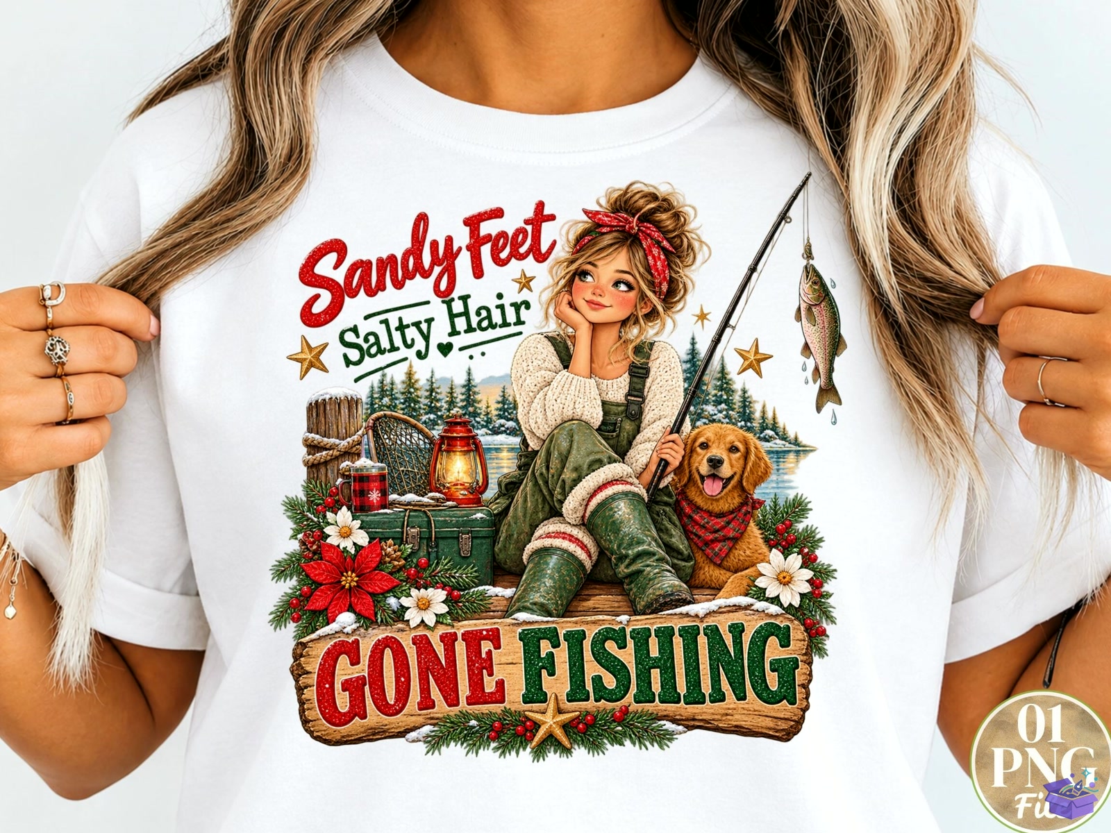 Sandy Feet Salty Hair Gone Fishing PNG - DTF & Süblimasyon Baskı Tasarımı (SVG, DXF, EPS, PNG) - detaylı önizleme 3