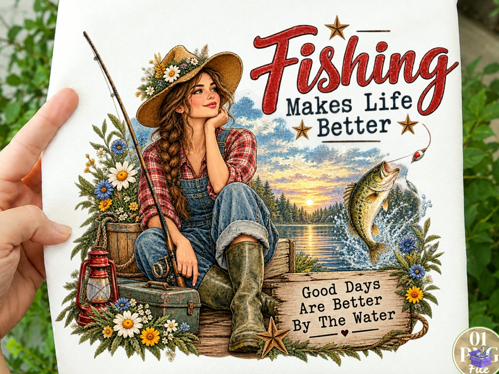 Fishing Makes Life Better PNG Outdoor I - DTF & Süblimasyon Baskı Tasarımı (SVG, DXF, EPS, PNG) - detaylı önizleme 2