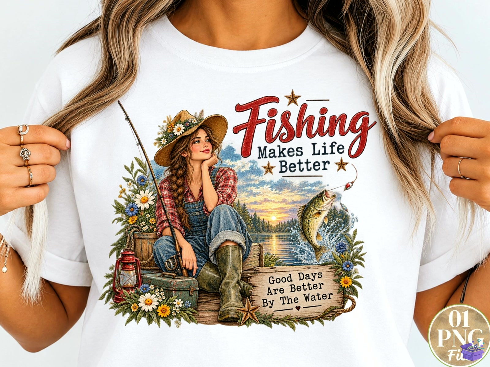 Fishing Makes Life Better PNG Outdoor I - DTF & Süblimasyon Baskı Tasarımı (SVG, DXF, EPS, PNG) - detaylı önizleme 3