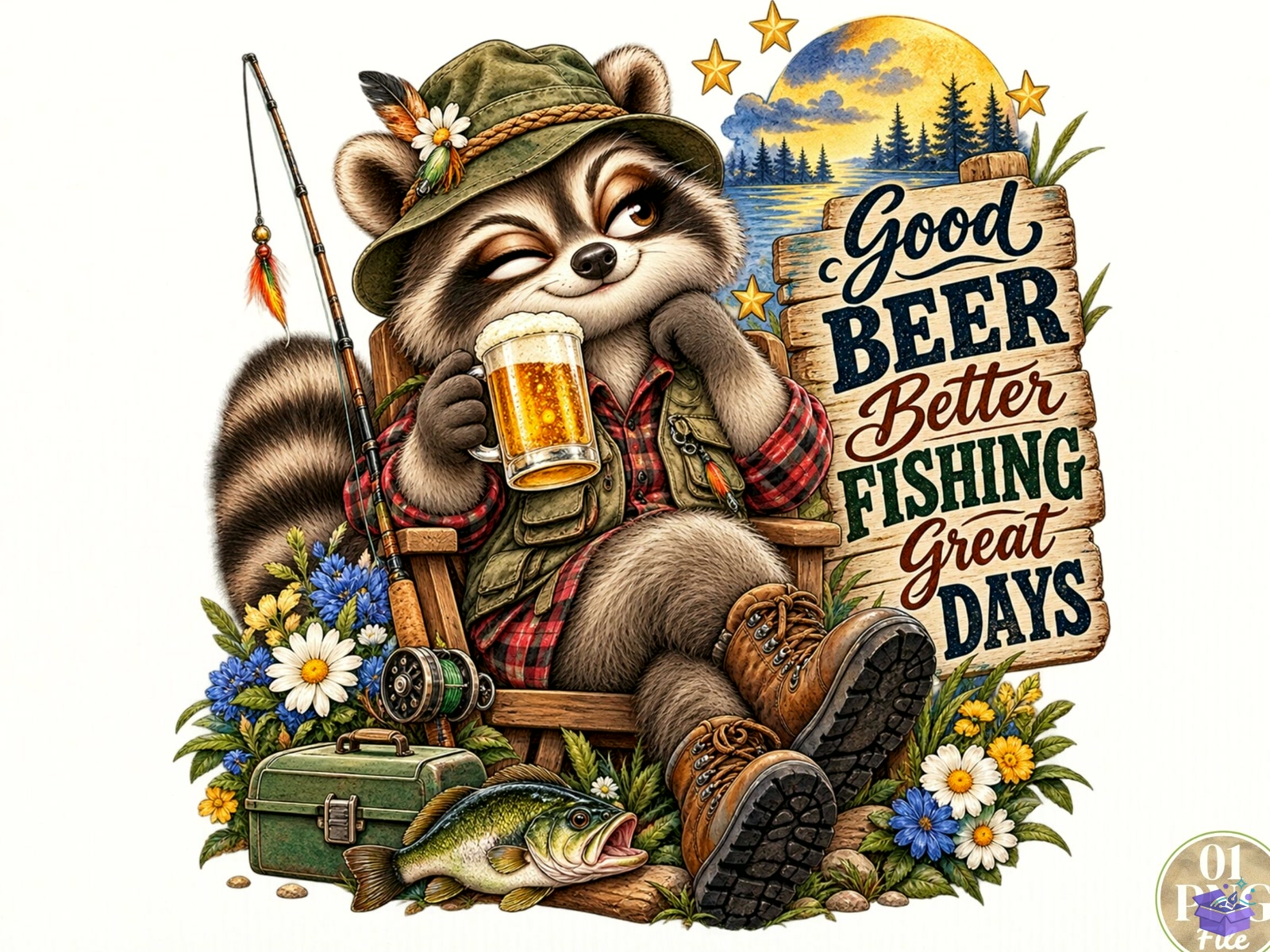 Good Beer Better Fishing Great Days PNG - DTF & Süblimasyon Baskı Tasarımı (SVG, DXF, EPS, PNG) - DTF Baskı Tasarımları İndir (DXF, SVG, EPS)