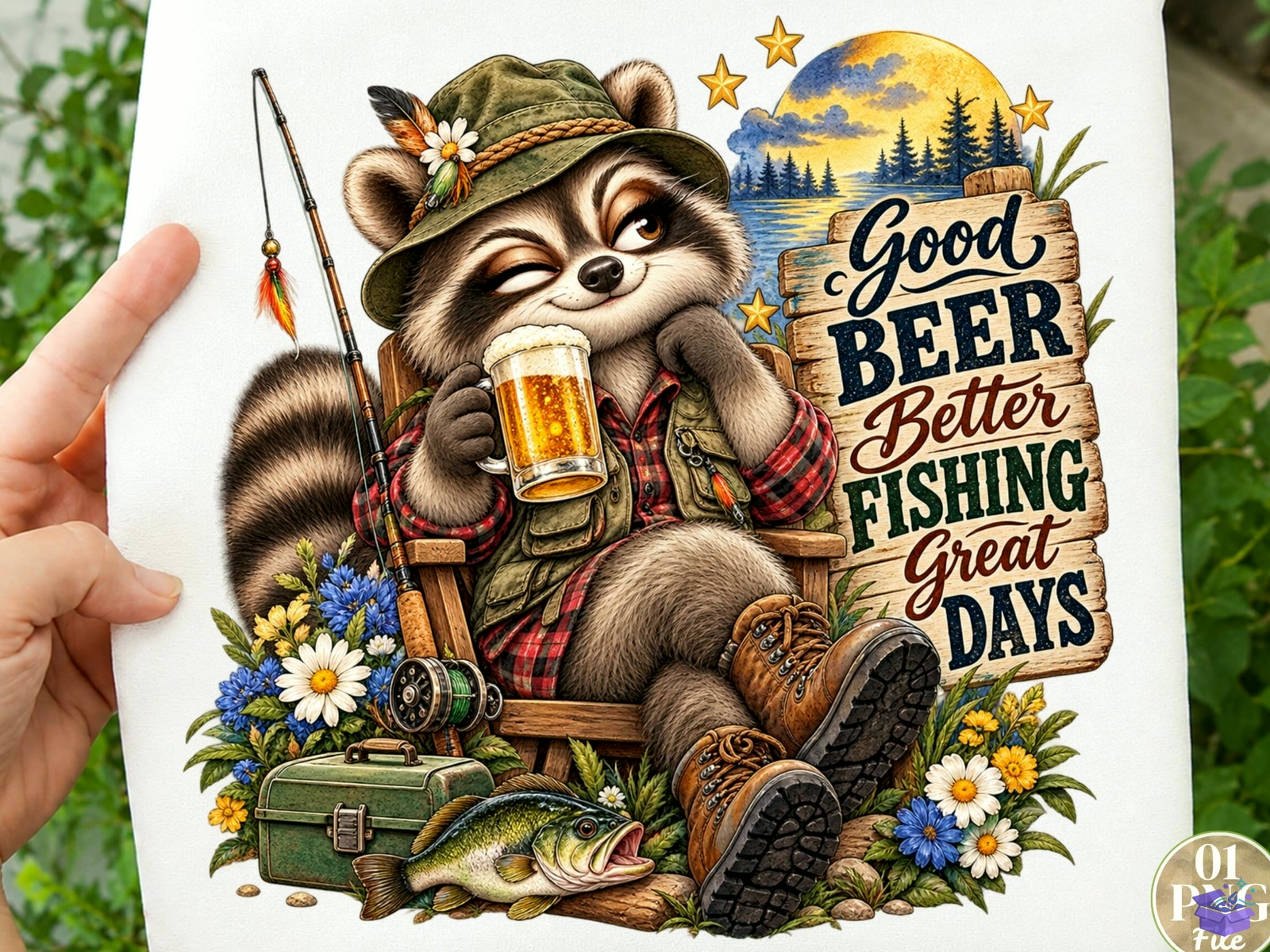 Good Beer Better Fishing Great Days PNG - DTF & Süblimasyon Baskı Tasarımı (SVG, DXF, EPS, PNG) - detaylı önizleme 2