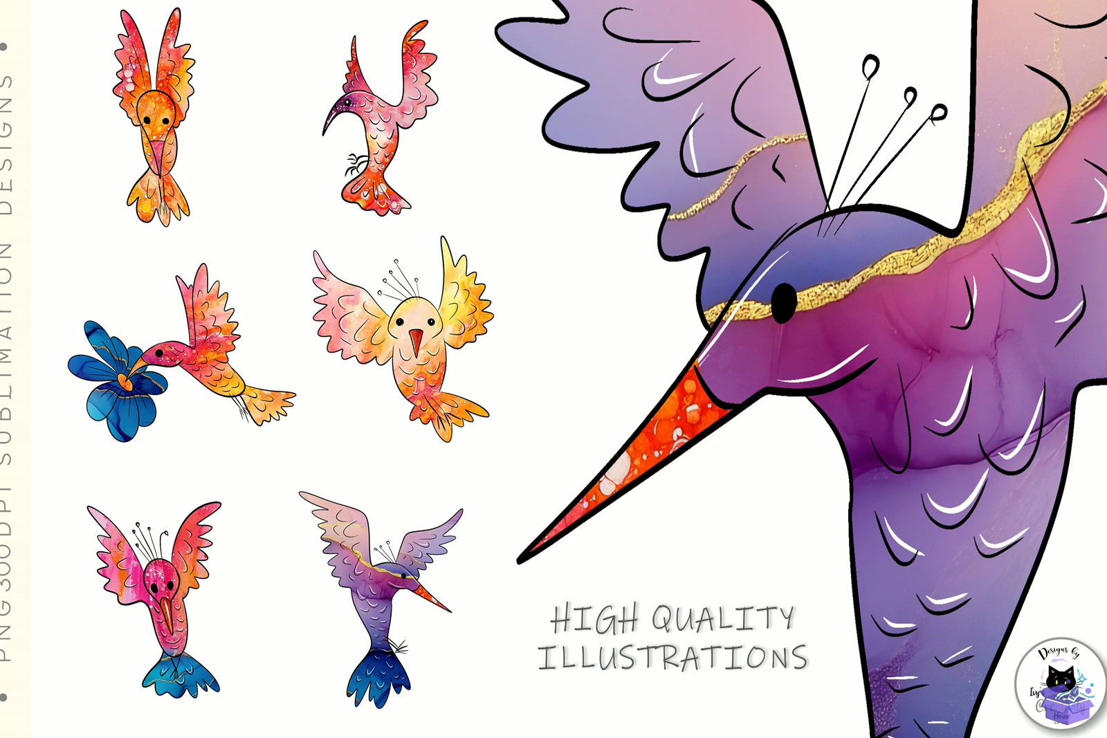Hummingbird PNG Süblimasyon Baskı - DTF & Süblimasyon Baskı Tasarımı (SVG, DXF, EPS, PNG) - detaylı önizleme 4